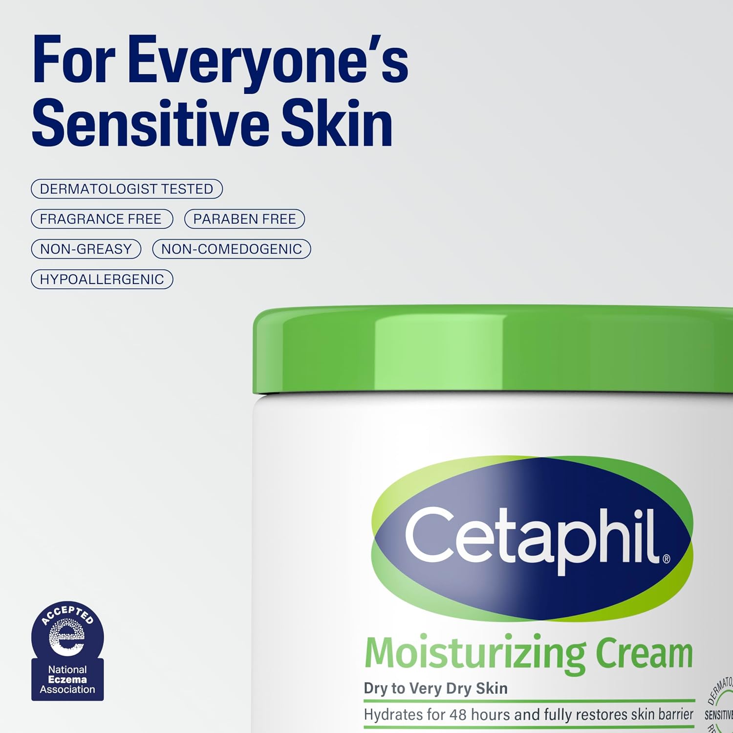 Cetaphil Moisturizing Cream, Face & Body Lotion Dry Sensitive Skin, 20oz | Fragrance-Free, Non-Comedogenic, Non-Greasy, Hydrates Very Dry Sensitive Skin, Dermatologist Recommended, 20 Oz Value Size - Image 7
