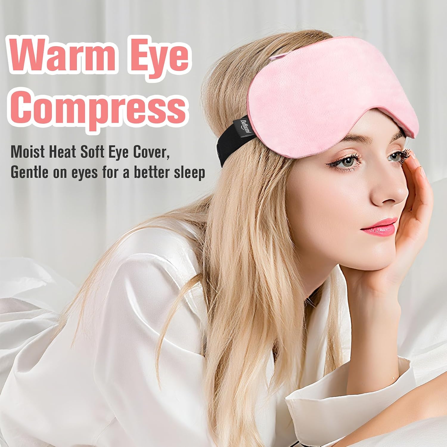 Cooling & Heated Eye Mask, Weighted Eye Mask for Sleeping, Pink | Warm Compress for Eyes, Microwavable Reusable Hot & Cold Eye Mask for Dry Eyes, Sleep Mask for Home, Office, Gifts for Women - Image 2