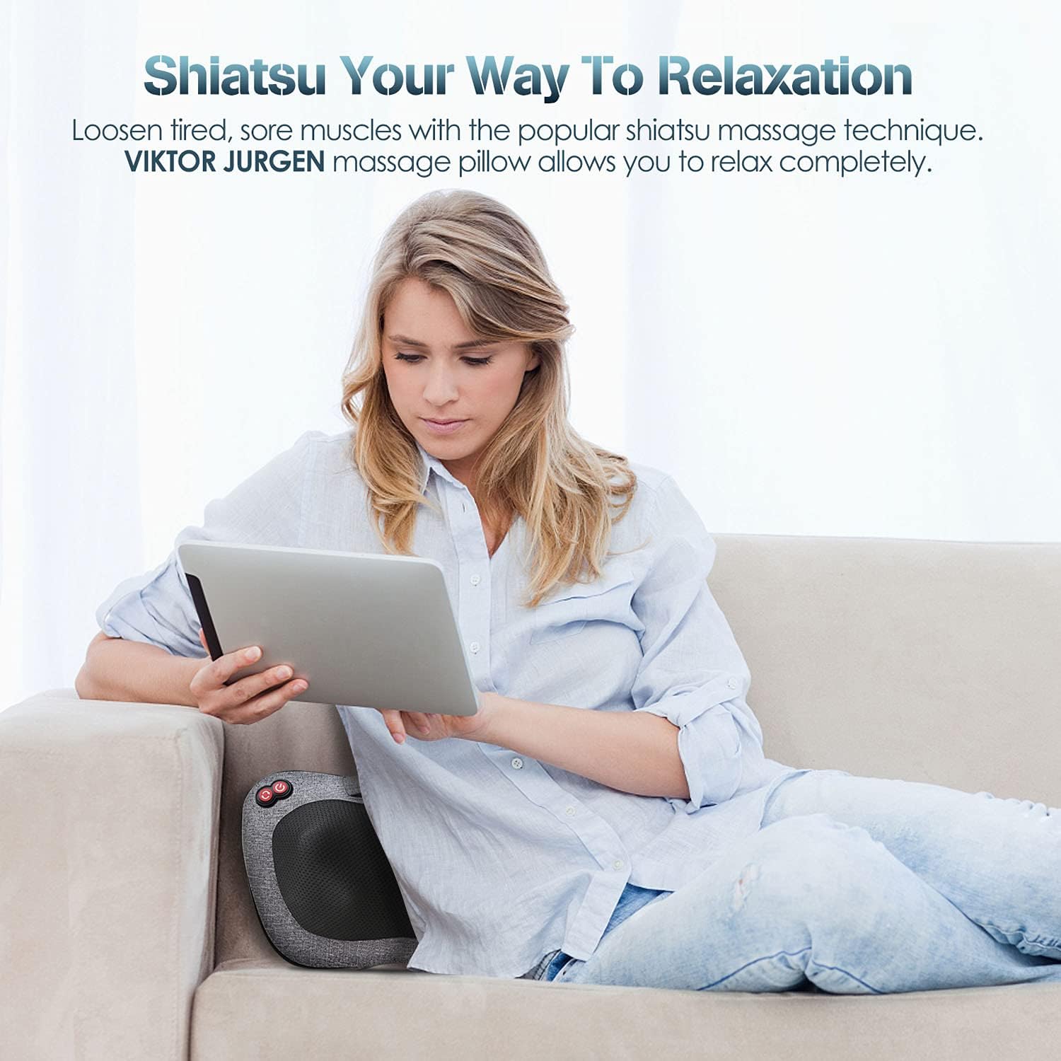 VIKTOR JURGEN Shiatsu Back Massager with Heat, Deep Tissue for Pain Relief | Electric 3D Kneading Massage Pillow for Neck, Shoulder, Back, Christmas for Men Women Dad Wife Mom Gifts (NOT Cordless) - Image 5