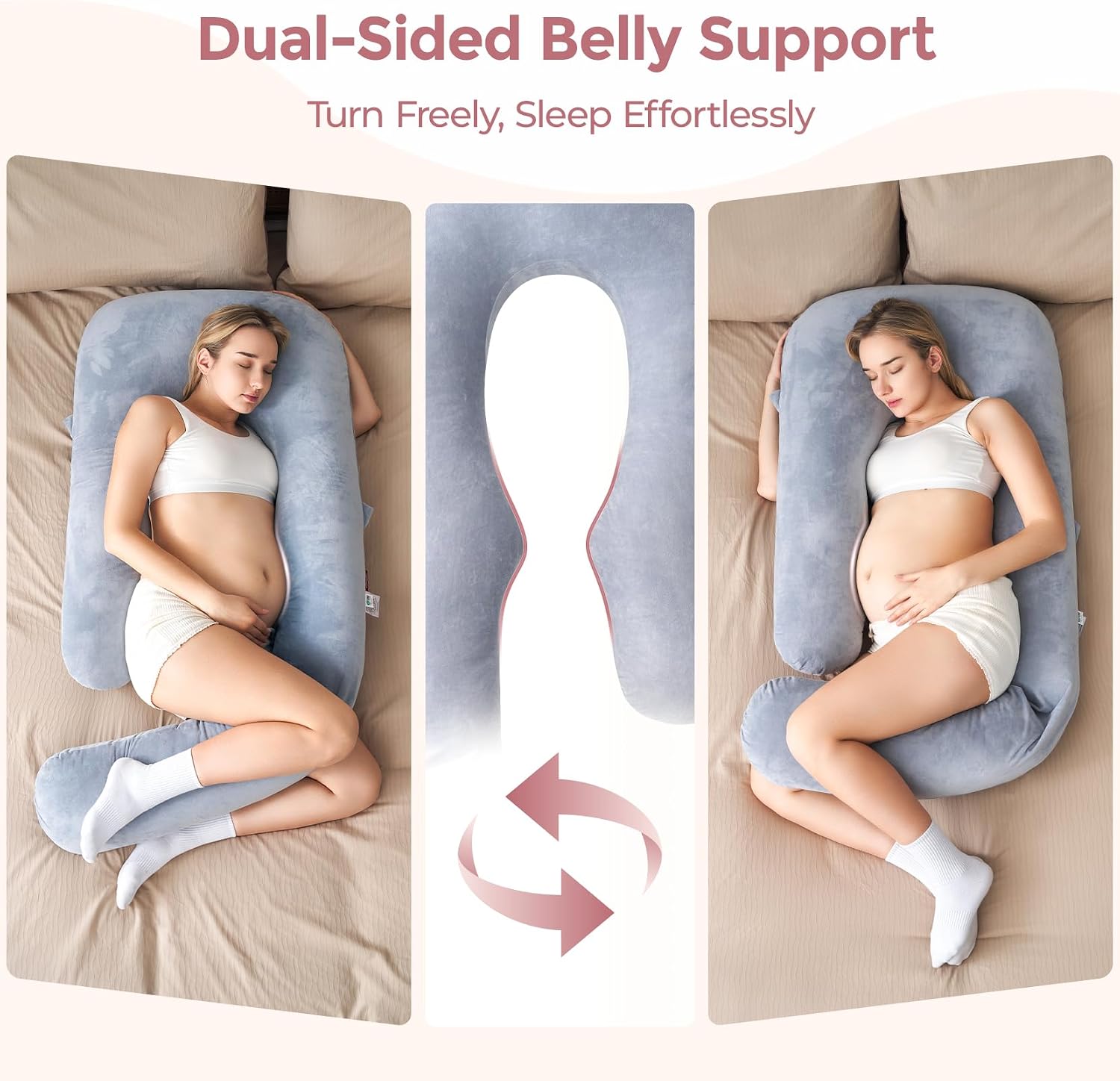 Momcozy Pregnancy Pillow for Sleeping - Dreamlign U Pro Maternity Pillow | Upgraded Adjustable Leg Pillow, Removable Cover, Support for Full Body for Pregnant Women, Side Sleeper, 50-72 Inch - Image 5