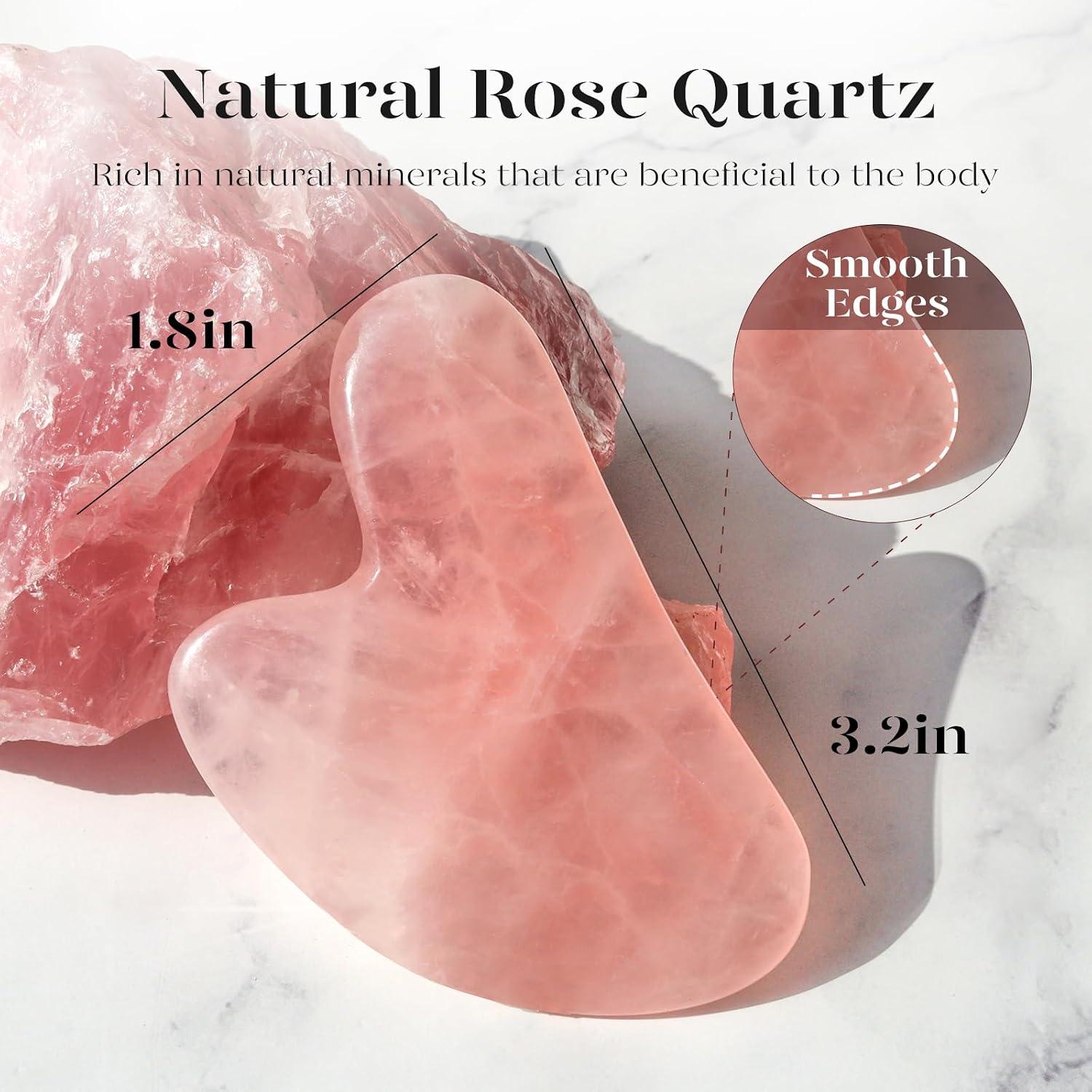 BAIMEI IcyMe Natural Rose Quartz Gua Sha Facial Sculpt Massage Tool-Pink | Guasha Tool for Face with Smooth Cool Texture & Ergonomic Design – Sculpt, Lift & Relieve Tension, Ideal Spa Gifts for Women - Image 2