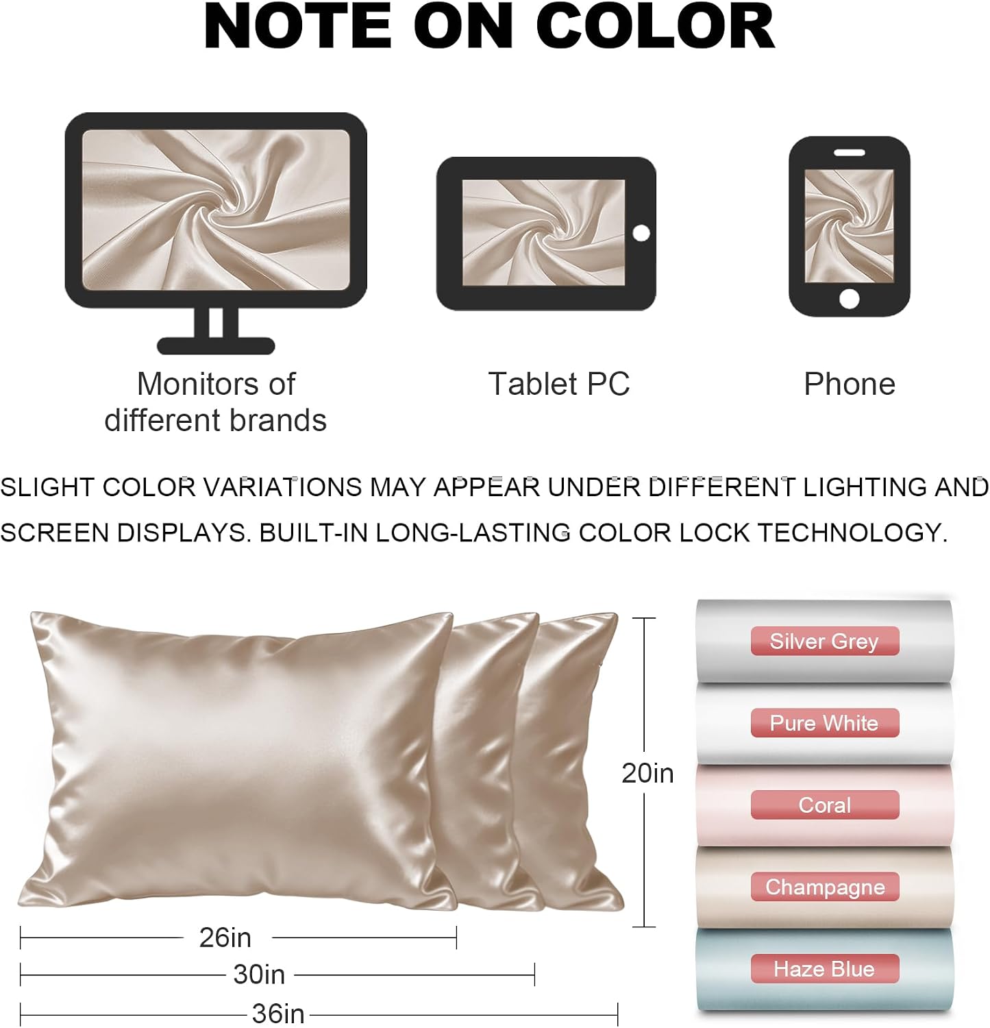 LYSHIN Silk Pillow Cases Standard Size with Hidden Zipper, Champagne | 19 Momme Mulberry Silk Pillowcase for Skin and Hair, Anti-Acne, Hypoallergenic, Cooling, Beauty Sleep, Gifts for Women - Image 7