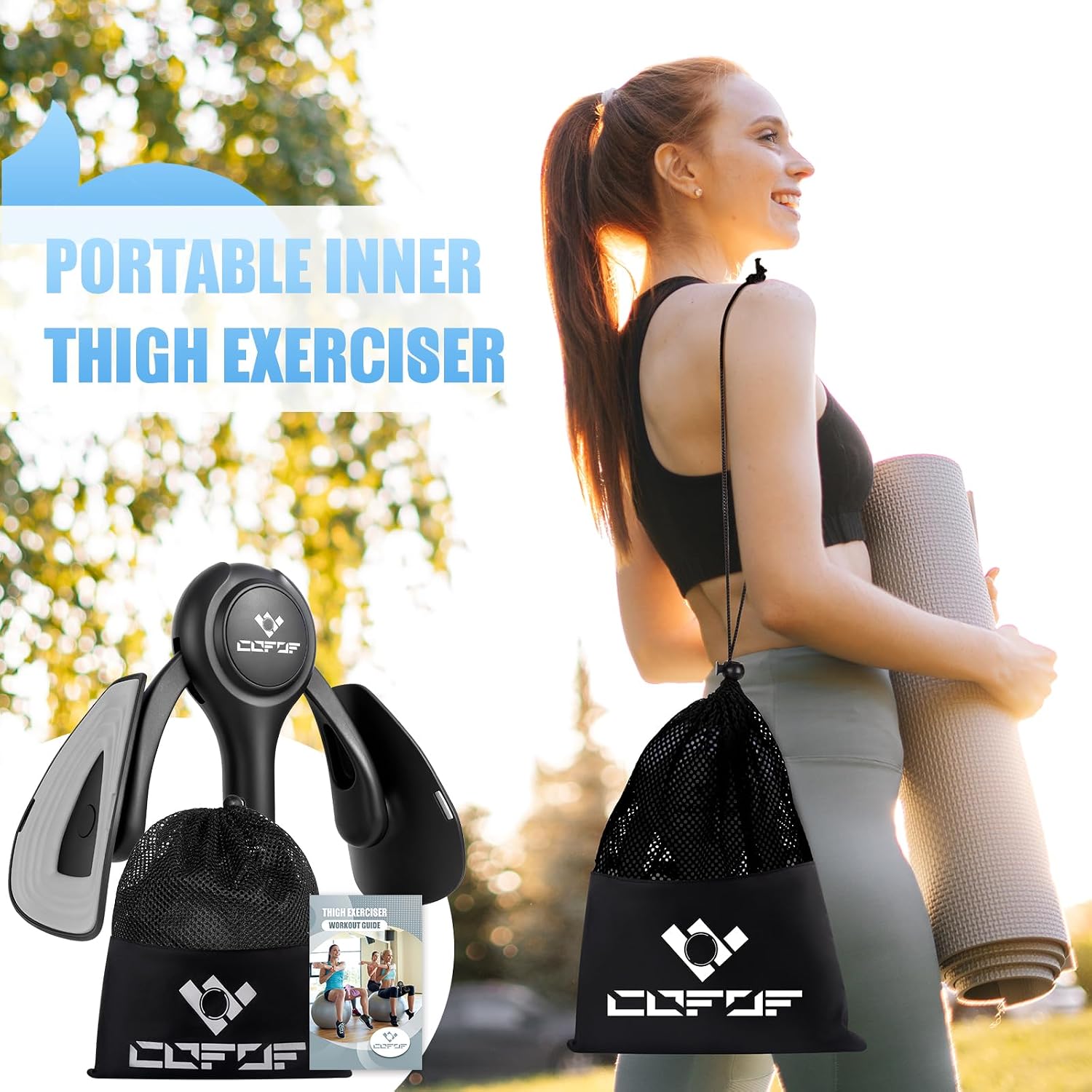 Thigh Trainer, 15-70LB Adjustable Resistance Inner Thigh Exerciser with Bag | Pelvic Floor Muscle Repair, 360° Rotating with TPE Protective Pad, Kegel Exercise for Shaping, Yoga & Weight Loss at Home Gym - Image 7