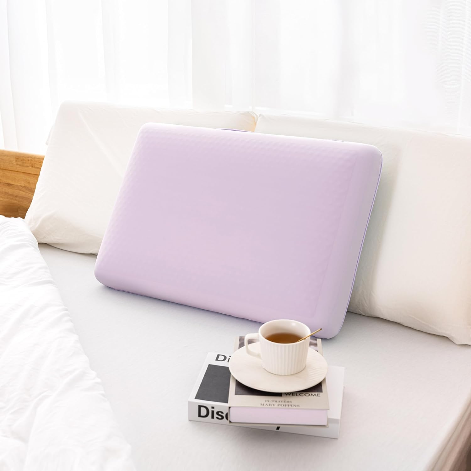EGOHOME Cooling Gel Memory Foam Pillow, Reversible Design, Neck Support | For Side, Back & Stomach Sleepers, Removable Machine Washable Cooling Cover, All-Season Comfort, Standard Size, Purple - Image 7