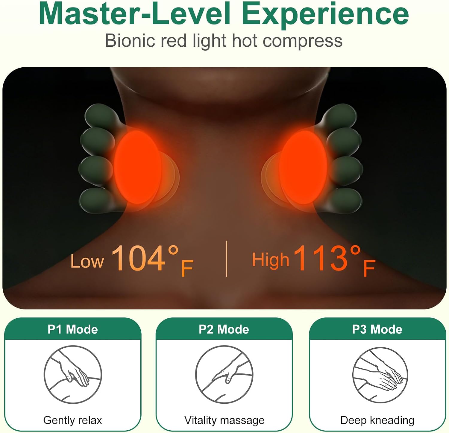 Human-Like Neck Massager with Heat for Pain Relief Deep Tissue, Cordless 4D Kneading Neck and Shoulder Massager with Bionic Fingers Massage and Screen, Ideal Gifts for Women Men - Image 4