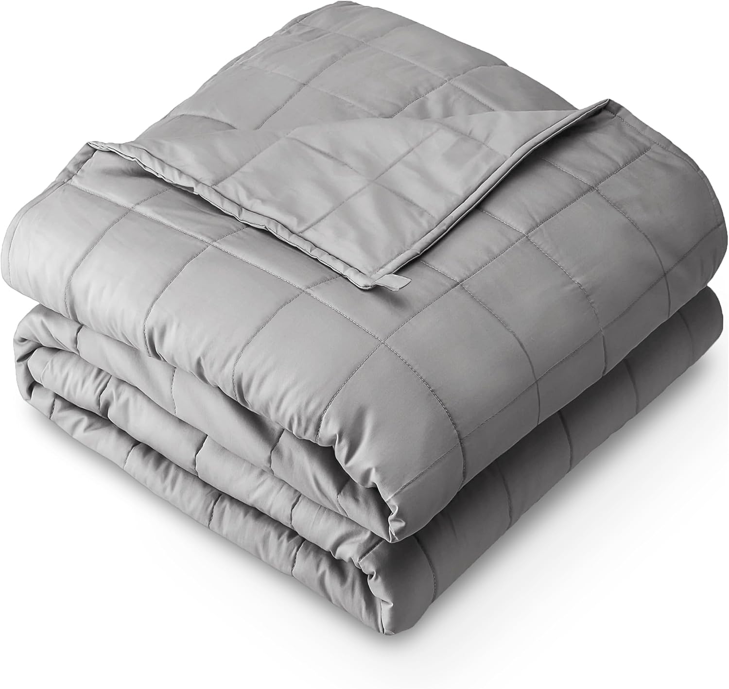 Bare Home Weighted Blanket All-Natural 100% Cotton with Nontoxic Glass Beads 48"x72" 15lbs, Light Grey