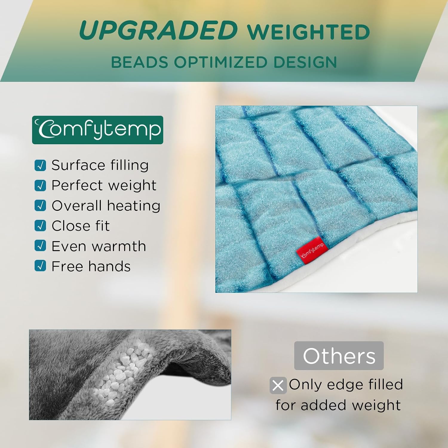 Comfytemp Heating Pad for Neck Shoulders Back, 2.6 Ib Weighted Heating Pad | Electric Large Heating Pad, FSA Eligible HSA, Birthday Gifts for Women Men, 9 Heat Setting, 11 Timers, Machine Washable, Blue - Image 3