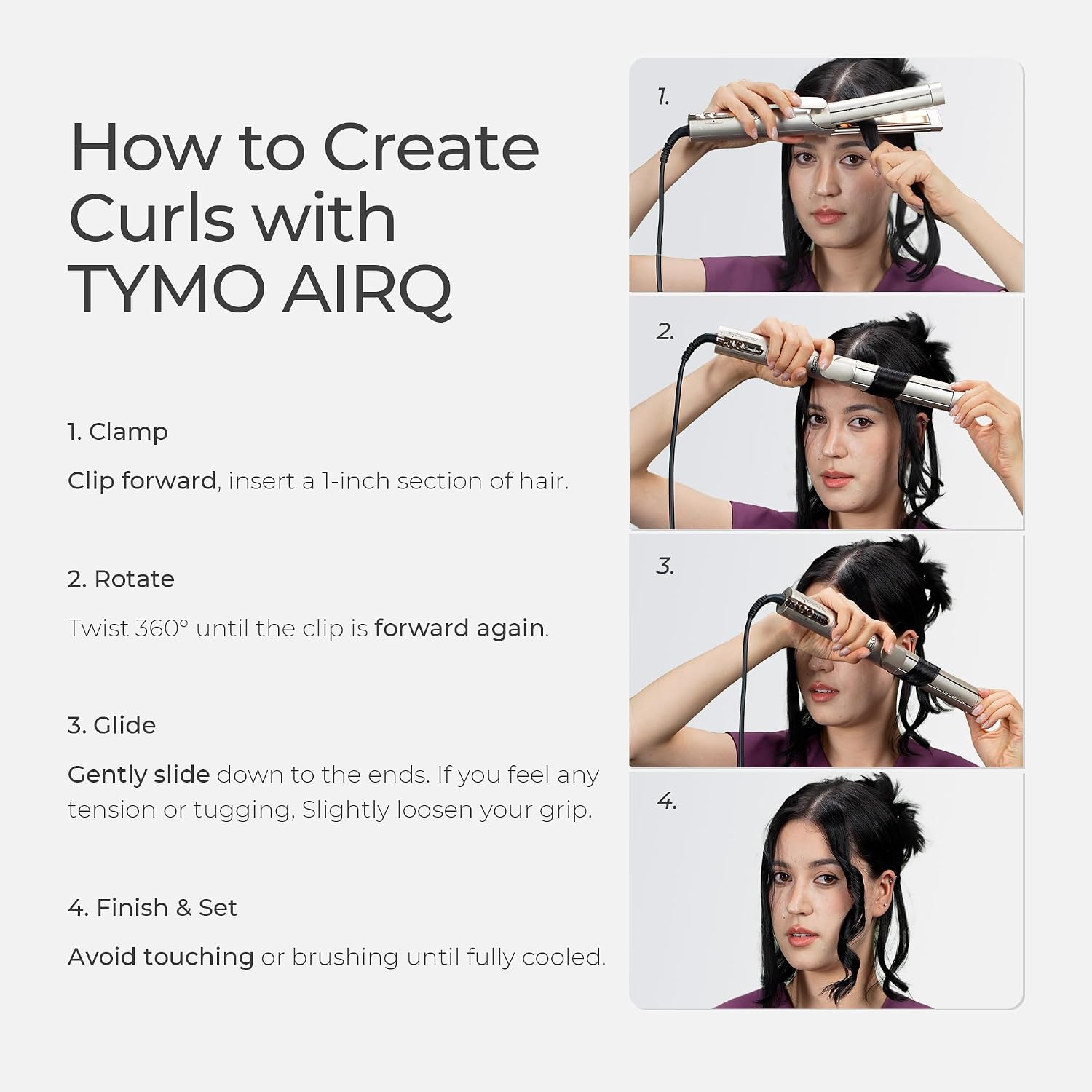 TYMO Dual-Size Cooling Airflow Flat Iron Curling Iron 1 1/2 Inch to 2 Inch, AIRQ Hair Straightener and Hair Curler in One, Beach Waves Ionic Curling Wand Curler, Nano Titanium, Dual Voltage, Gold - Image 6