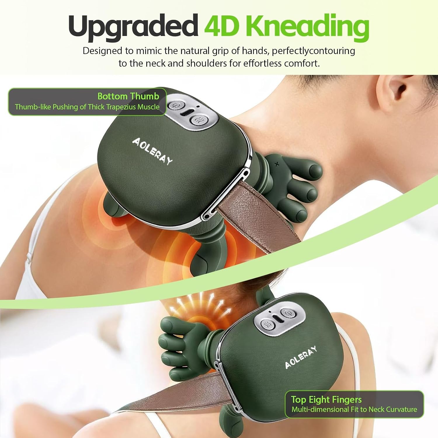 Neck and Shoulder Massager with Heat, Wireless 4D Shiatsu Neck Massager | 3 Modes & 2 Heat Levels, 15-Min Auto-Off, Simulates Real Hand Massage to Relieve Tension & Stress, Ideal Gift for Women & Men - Image 3