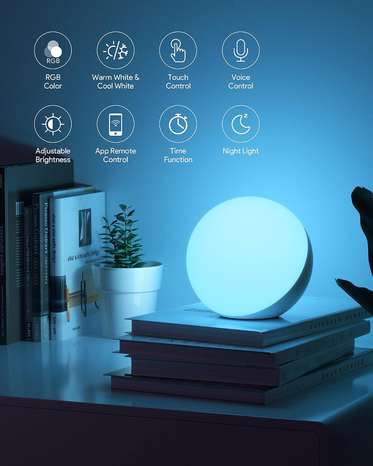 Smart Table Lamp, Dimmable Desk Lamp with App/Voice Control, LED RGB Color Changing Touch Lamp, Night Lamp for Bedroom Compatible with Alexa - Image 6