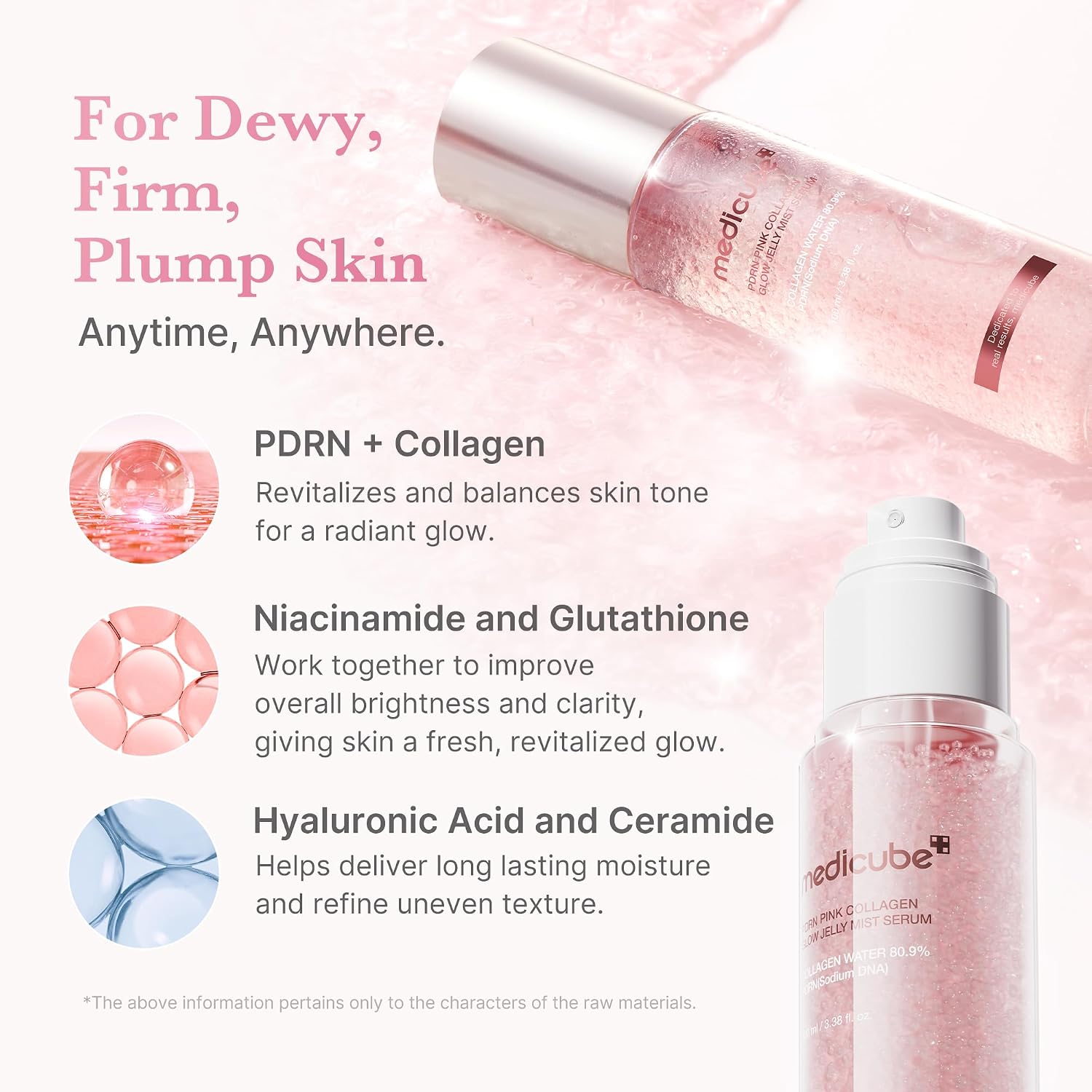 medicube Jelly Mist Serum with Pink PDRN Collagen, 3.38 fl.oz | Dual-Texture Glow Spray with Niacinamide, Glutathione, Hyaluronic Acid, Ceramide - Hydration, Radiance, Plump-Looking Skin - Image 3