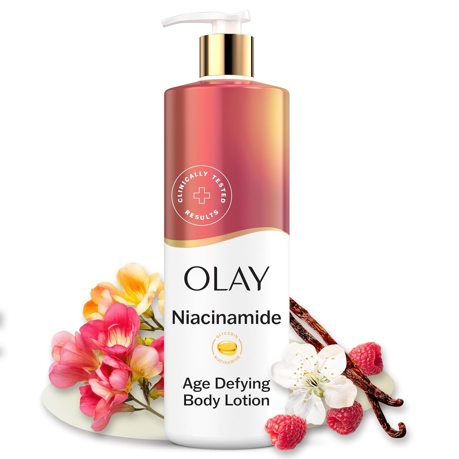 Olay Body Lotion for Women, Age Defying with Niacinamide Serum, Visibly Reduce Signs of Skin Aging, 24hr Moisture & Hydration, Fast Absorbing Formula, Vitamin B3 Complex, For All Skin Types, 17 fl oz