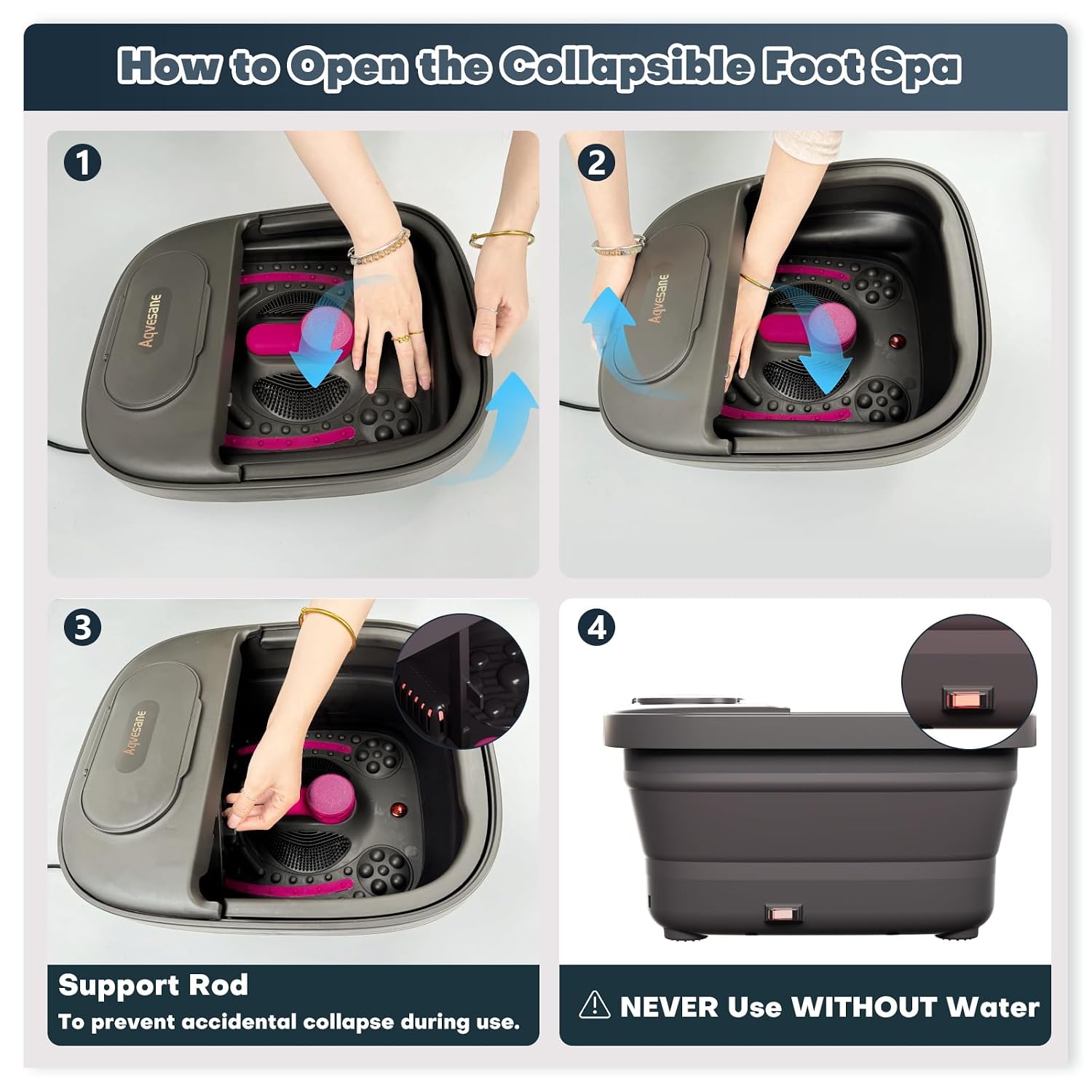 Collapsible Foot Bath, Foot Spa Bath Massager with Heat | Pedicure Foot Spa with Remote, Temp Control, Bubble, 3 Pedicure Attachments, Foot Soaking Tub for Stress Relief - Image 6