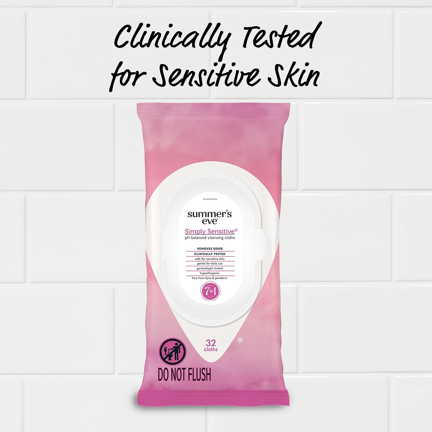 Summer's Eve Simply Sensitive Feminine Wipes, Gentle pH-Balanced Micellar Water Based Formula Helps Control Vaginal Odor, Resealable Pack, 32 Wipes, Pack of 4 - Image 4