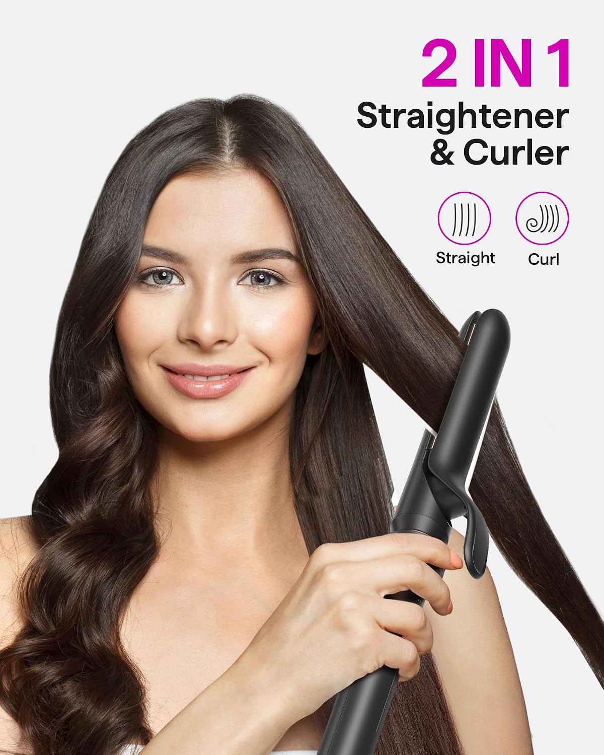 Wavytalk 5 in 1 Curling Iron with Thermal Brush,Flat Iron,Versatile Styling | Interchangeable Curling Iron Set(0.5”-1.25"), Ceramic Curling Iron, Less Damage, Fast Heating Wand Curling Iron, Dual Voltage - Image 4