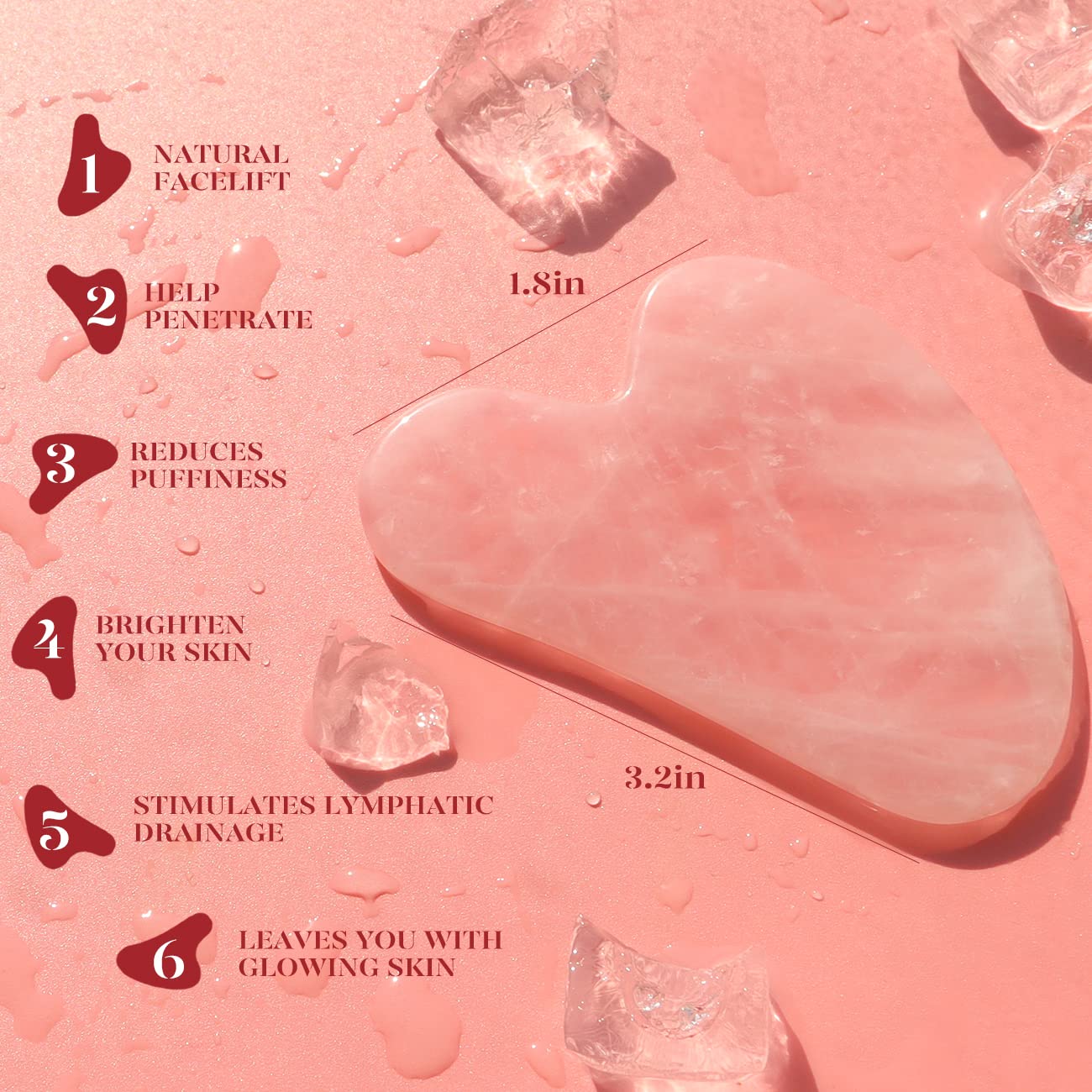 BAIMEI IcyMe Natural Rose Quartz Gua Sha Facial Sculpt Massage Tool-Pink | Guasha Tool for Face with Smooth Cool Texture & Ergonomic Design – Sculpt, Lift & Relieve Tension, Ideal Spa Gifts for Women - Image 3