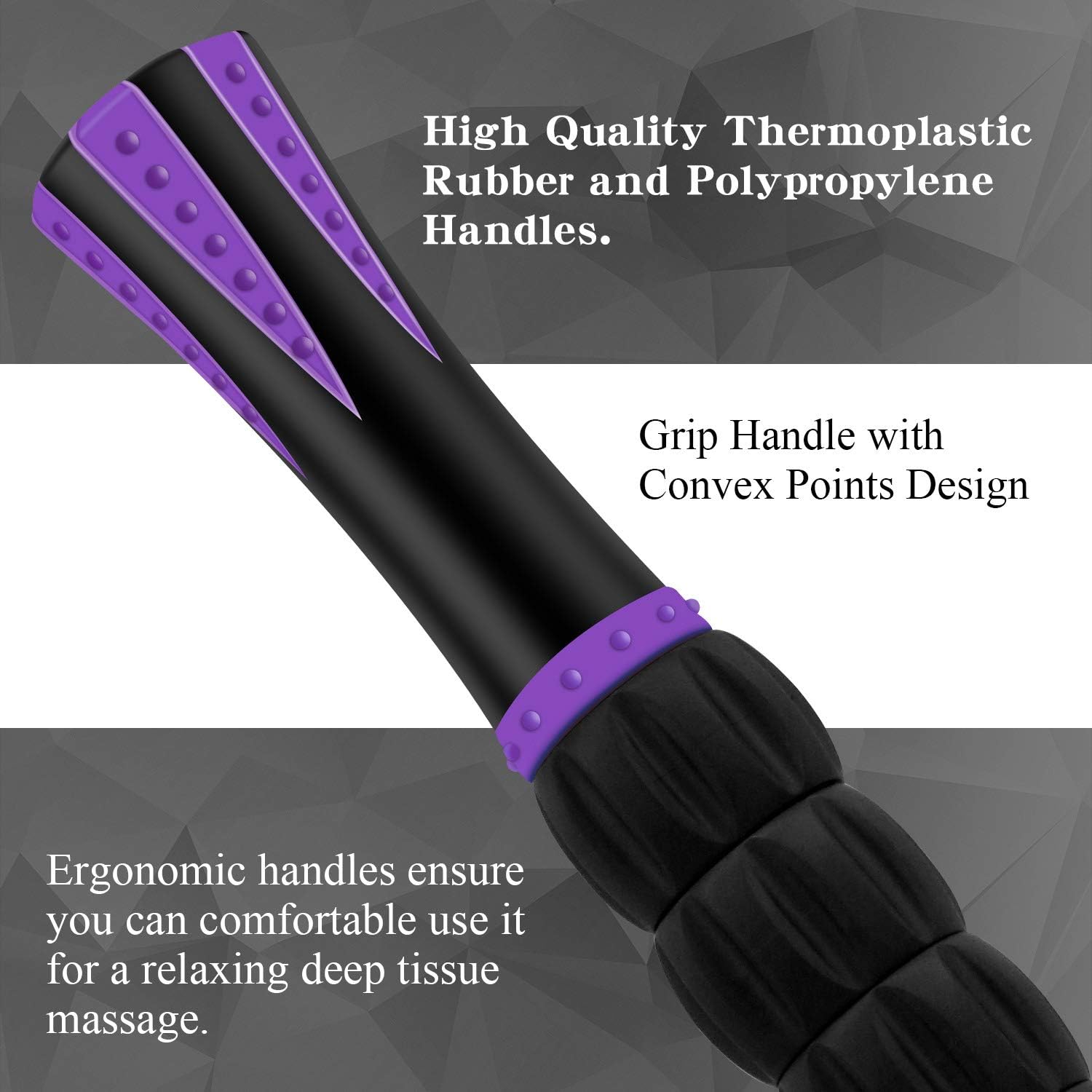 Muscle Roller Massage Roller Stick- Deep Tissue Fascia Blaster for Myofascial Pain Relief, Lymphatic Drainage & Body Sculpting, Handheld Physical Therapy & Recovery Tool (Purple Black-18 inch) - Image 4