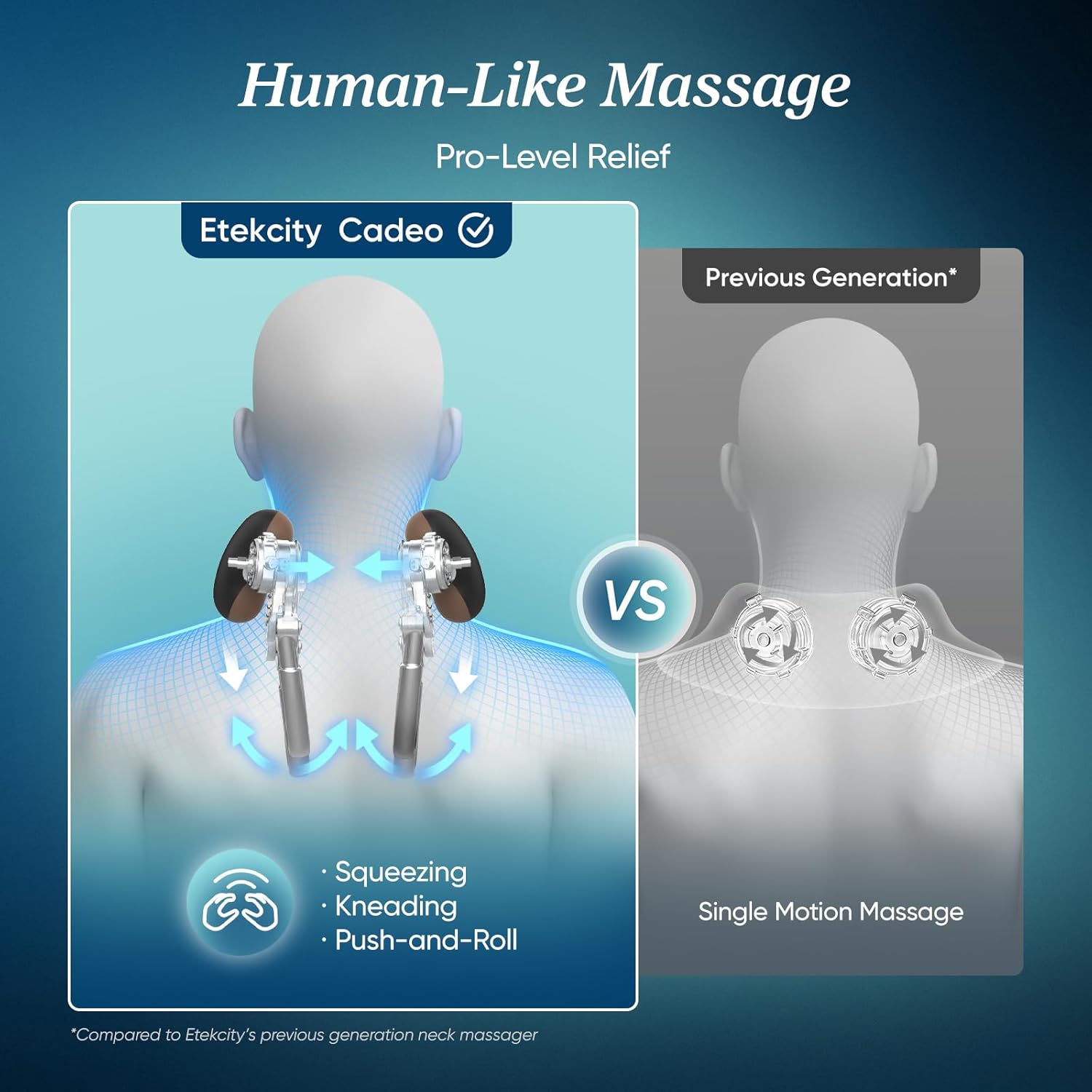 Etekcity FSA Cordless Neck Massager for Pain Relief Deep Tissue, Cadeo | HSA eligible, shiatsu neck and shoulder massager with heat, lymphatic drainage massage, ideal gift for mom and dad - Image 3