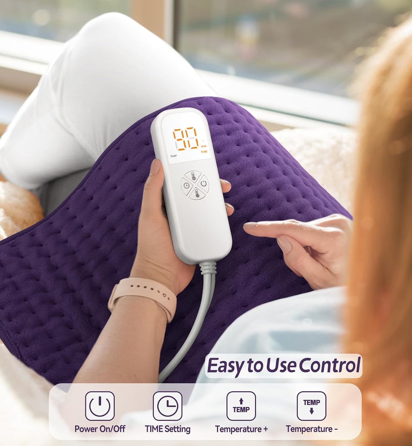 Electric Heating Pad for Back, Neck & Cramps Relief - Moist & Dry Heat Therapy - 6 Heat Settings, 4 Timer Options, Auto Shut-Off, Machine Washable, Ideal Christmas Gift for Men & Women,12"x24" - Image 5