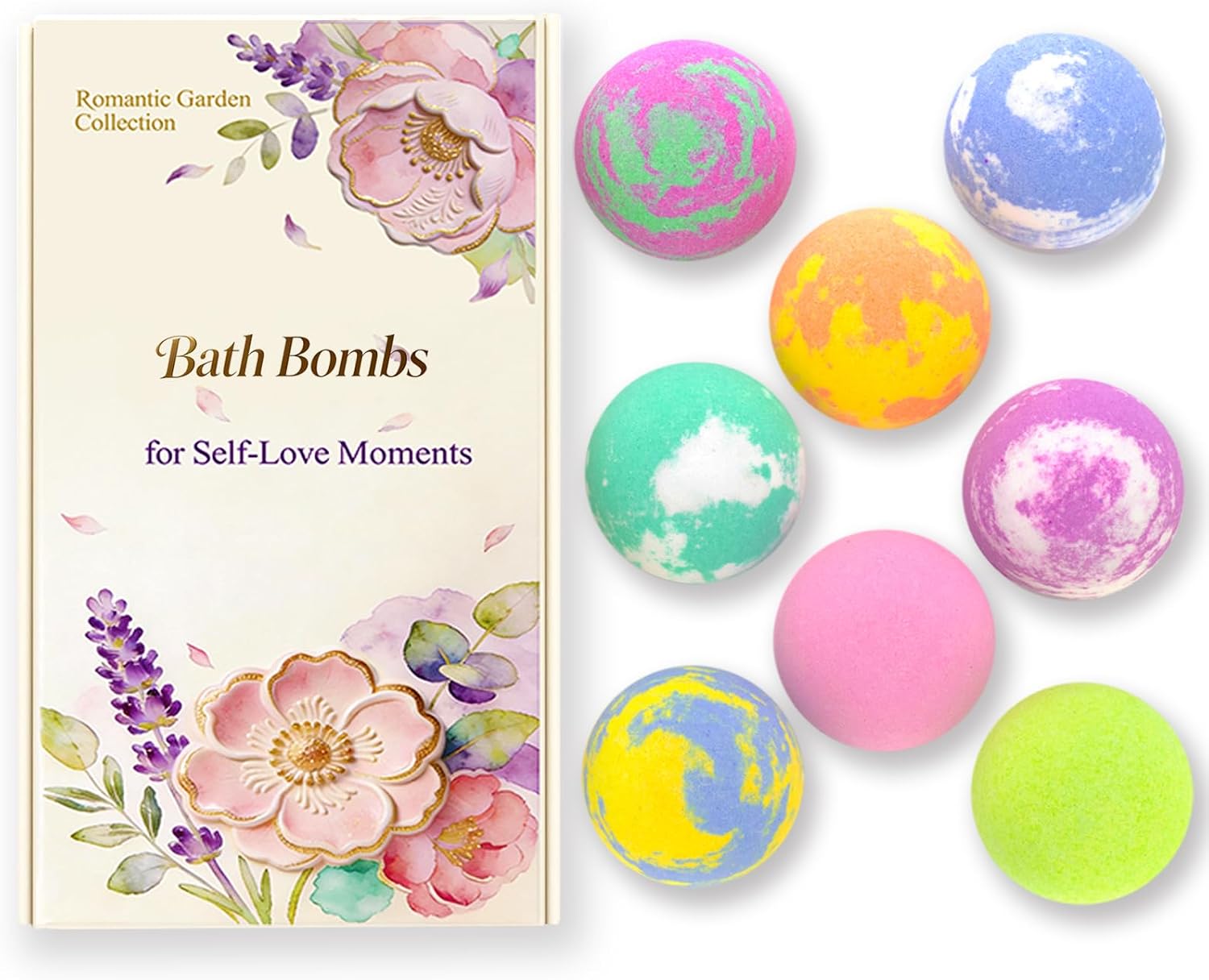 Bath Bomb Gift Set for Women, 8 Pcs Bath Bombs for Girls, Natural Bubble Bathbombs with Essential Oils, Self Care Gifts, Relaxation Spa Gift Basket,Birthday, Mothers Day Gifts for Mom, Wife, - Image 9