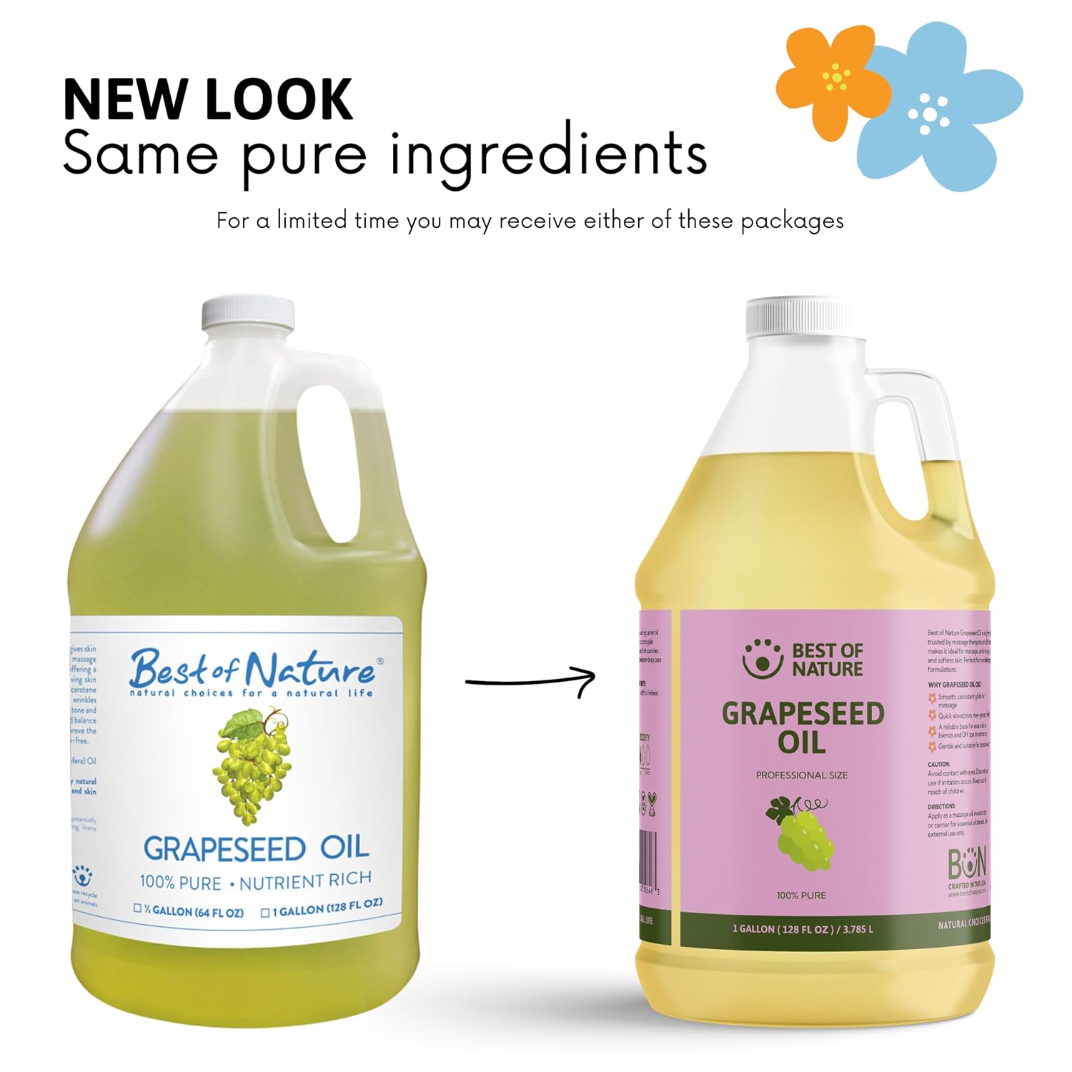 Best of Nature 100% Pure Grapeseed Oil - Unscented, Lightweight, Non-Greasy Moisturizer for Hair, Skin, Face & Aromatherapy, Carrier Oil for Essential Oils, Half Gallon (64 fl oz) - Image 11