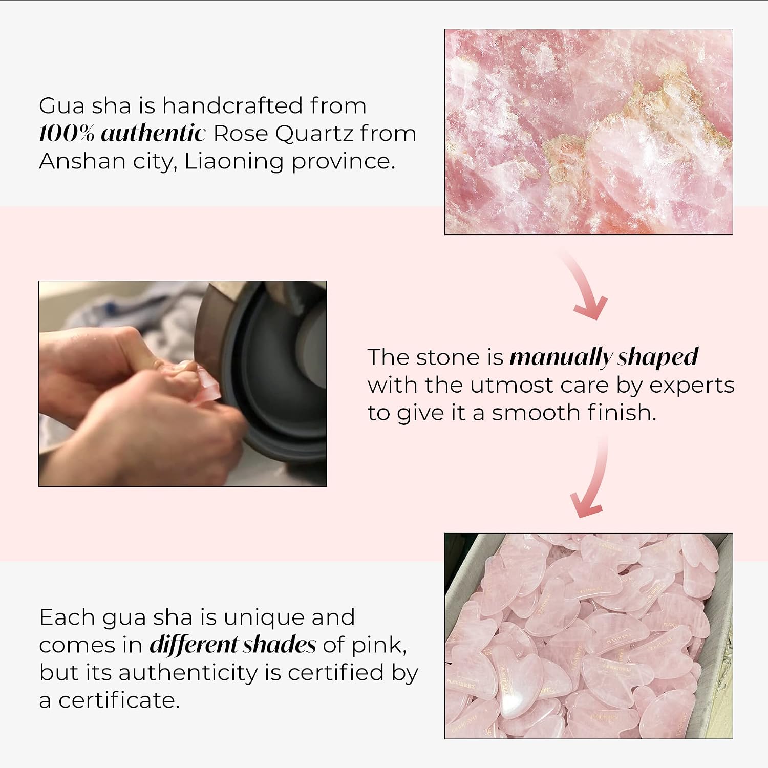 PLANTIFIQUE Rose Quartz Gua Sha Facial Tools - Anti-Aging Face Massager | Guasha Tool for Face Sculpting & Lymphatic Drainage, Jawline Shaper - Skincare Gift - Reduces Puffiness & Relieves Tension - Image 5