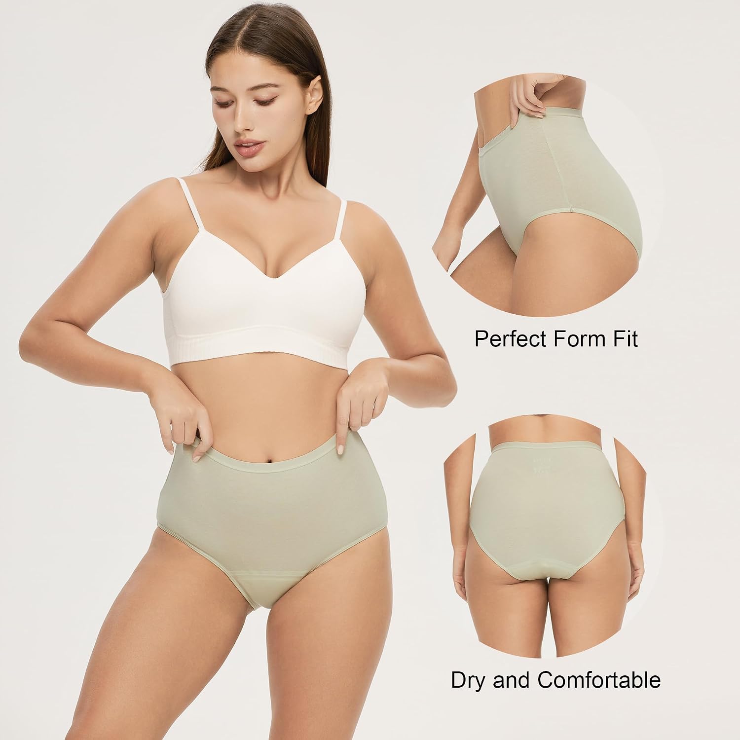 BATTEWA Washable Absorbency Incontinence Regular Underwear for Women, Reusable Leak Proof Protection Panties for Bladder Leakage(5Color, Large, 5 Pack) | High Waist Cotton Bladder Leak Protective Briefs Pee Proof Washable Light to Moderate Absorbent Underwear Postpartum - Image 6