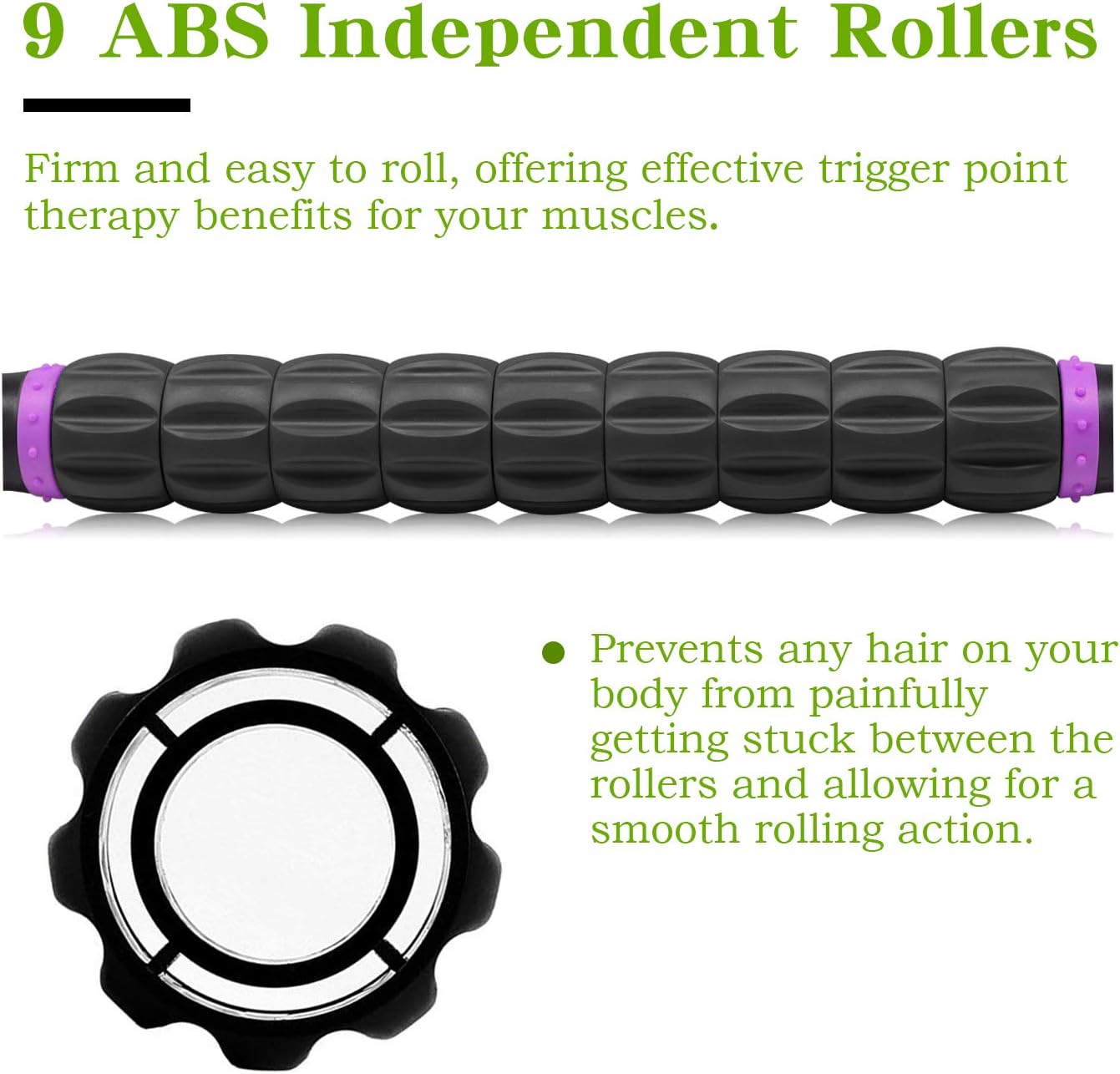 Muscle Roller Massage Roller Stick- Deep Tissue Fascia Blaster for Myofascial Pain Relief, Lymphatic Drainage & Body Sculpting, Handheld Physical Therapy & Recovery Tool (Purple Black-18 inch) - Image 2