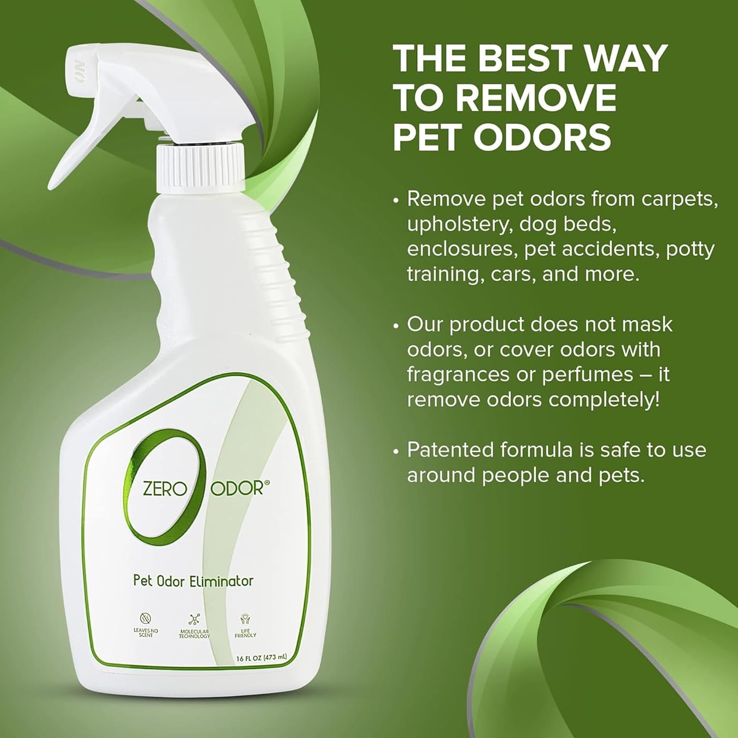 Zero Odor Pet Odor Eliminator Spray for Dog & Cat Urine, Carpet Deodorizer | Enzyme free, Urine Smell Eliminator for Pet Beds, Litter Areas & Furniture, 16 FL OZ - Image 6