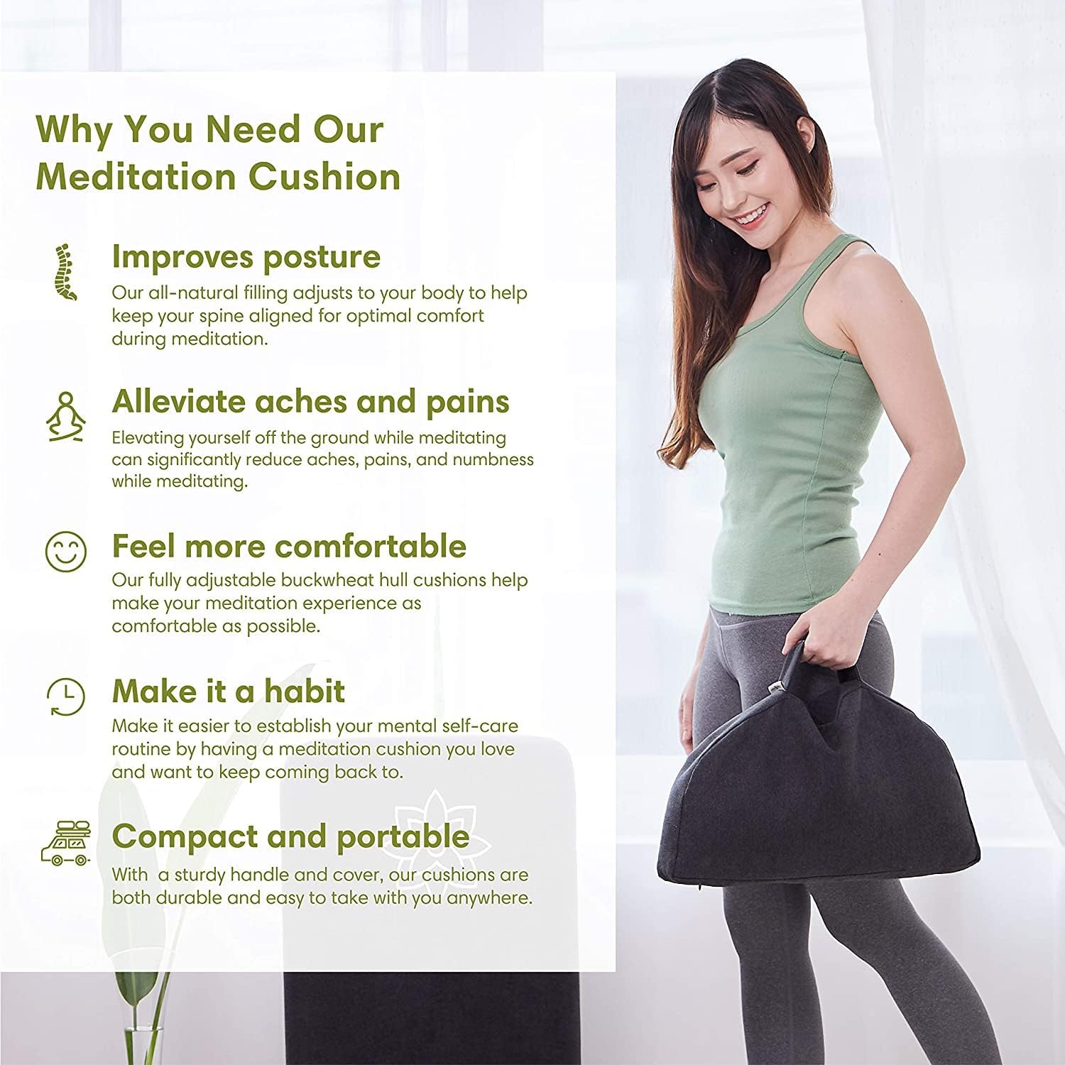 Mindful Modern Travel Meditation Cushion | Outdoor Floor Cushions for Adults | Stylish Outdoor Decor | Portable Mindfulness Pillow | Accessories for Women | Washable Cover - Image 5