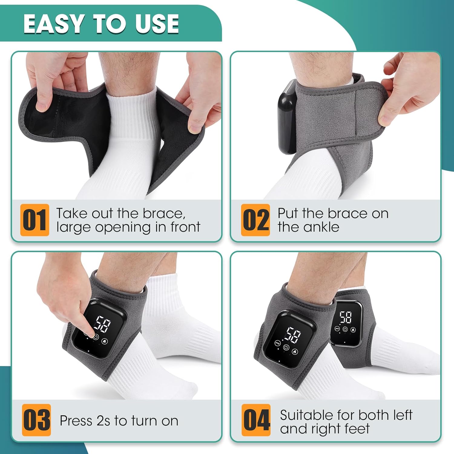 2PCS Foot Massager for Neuropathy and Plantar Fasciitis, Cordless Foot and Ankle Massager for Heel, Arch & Ankle Relief, Portable for Home Travel Use - Image 3