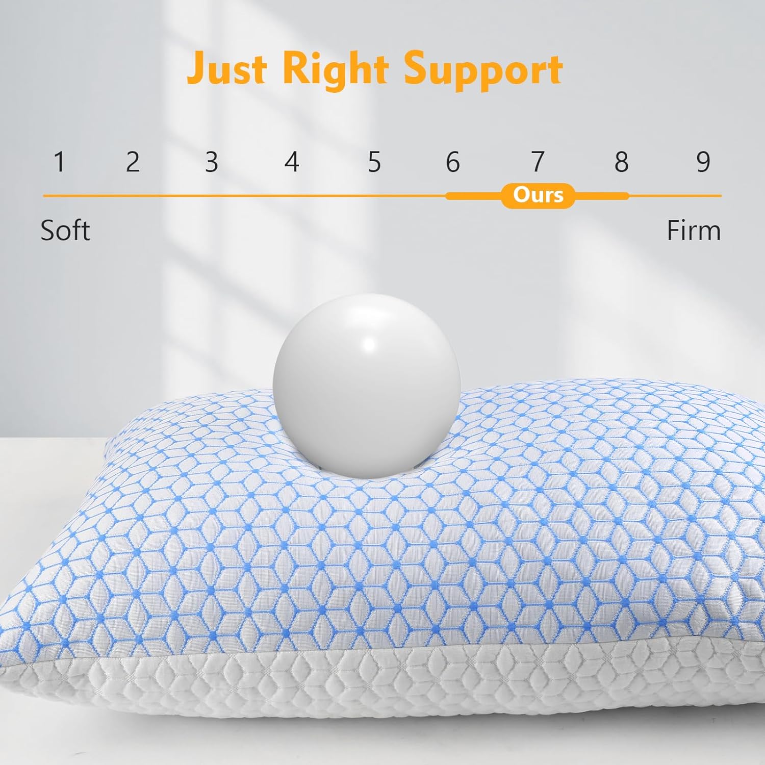 Love Attitude Pillows Queen Size Set of 2, Shredded Memory Foam Pillows | Firm and Cooling Queen Pillows 2 pack, Firmness Adjustable for Side Back Stomach Sleepers - Image 5