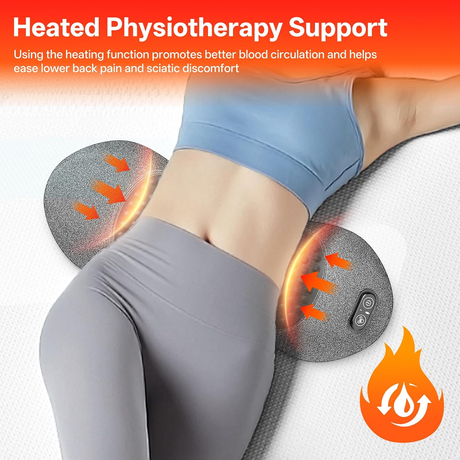 3-in-1 Electric Lumbar Support Pillow for Bed and Chair, Triple Fusion Back Massager with Heated, Vibration and Traction for Lower Back Pain Relief and Spine Support, Gray. | Triple Fusion Back Massager with Heated, Vibration and Traction for Bed and Chair, Gray - Image 5