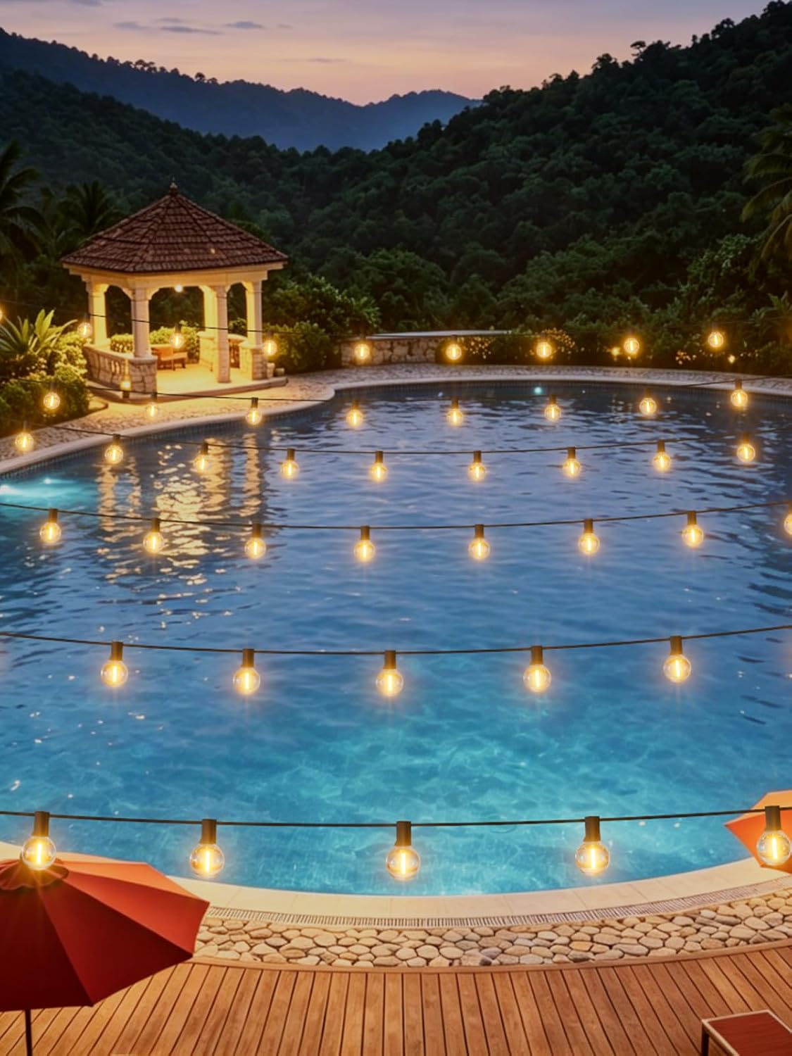 LACHON Outdoor String Lights Waterproof 150 FT with 75 G40 IP65 Bulbs | Dimmable,Connectable,Shatterproof,2700K Warm White,Perfect For Any Outdoor Space,Patio,Backyard,Cafe,Bistro,Porch,Market - Image 7