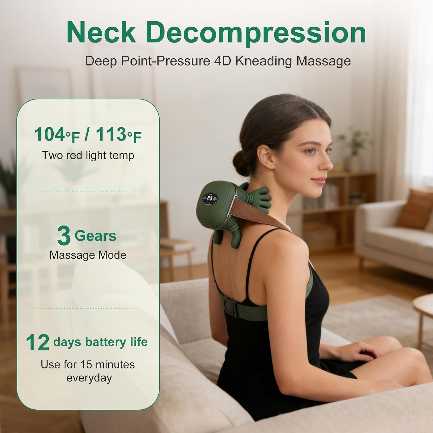 Human-Like Neck Massager with Heat for Pain Relief Deep Tissue, Cordless 4D Kneading Neck and Shoulder Massager with Bionic Fingers Massage and Screen, Ideal Gifts for Women Men - Image 5