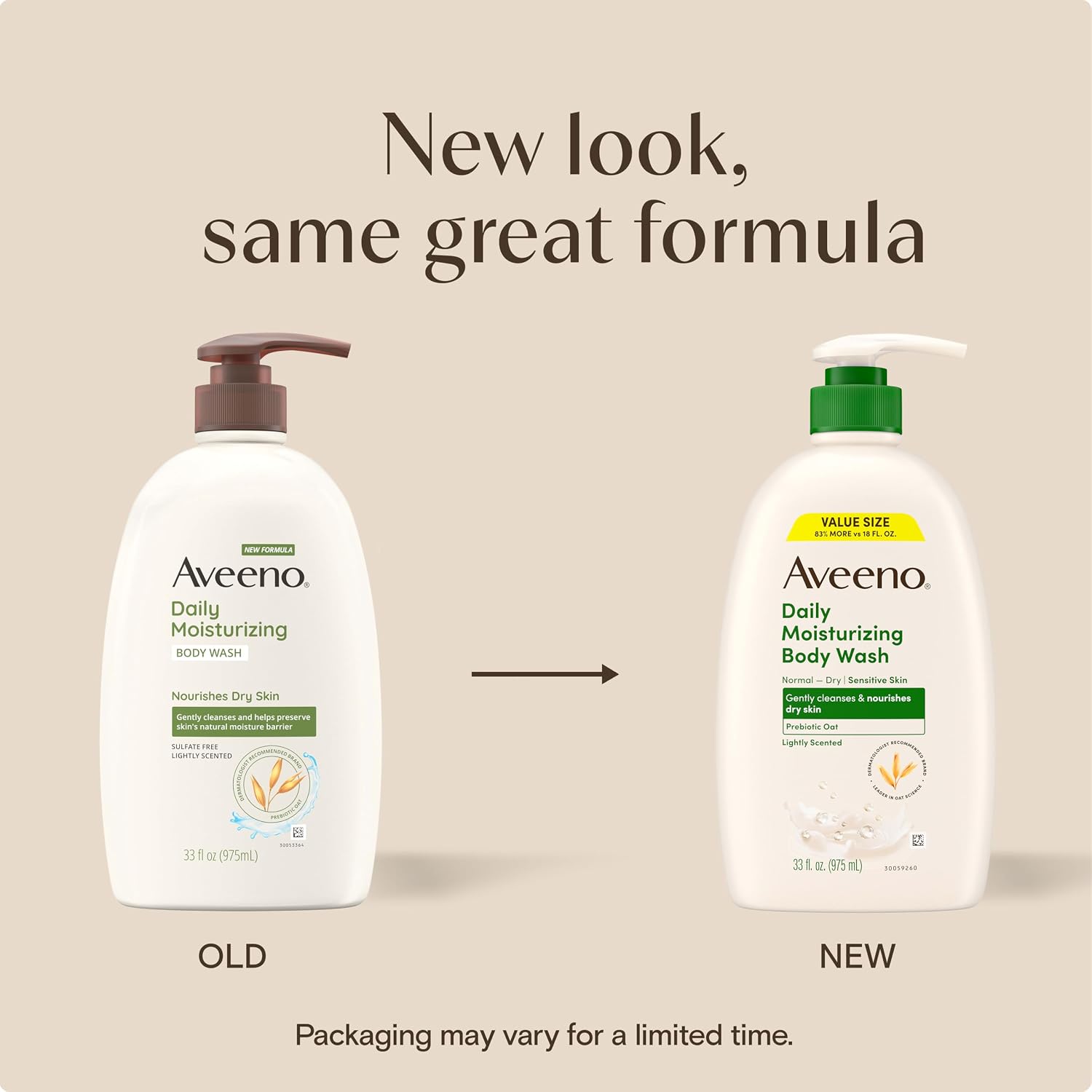 Aveeno Daily Moisturizing Body Wash for Normal to Dry Skin, Sensitive Formula with Prebiotic Oat, Gently Cleanses Dry Skin, Lightly Scented Body Wash for Women and Men, Value Size 33 fl. Oz - Image 2