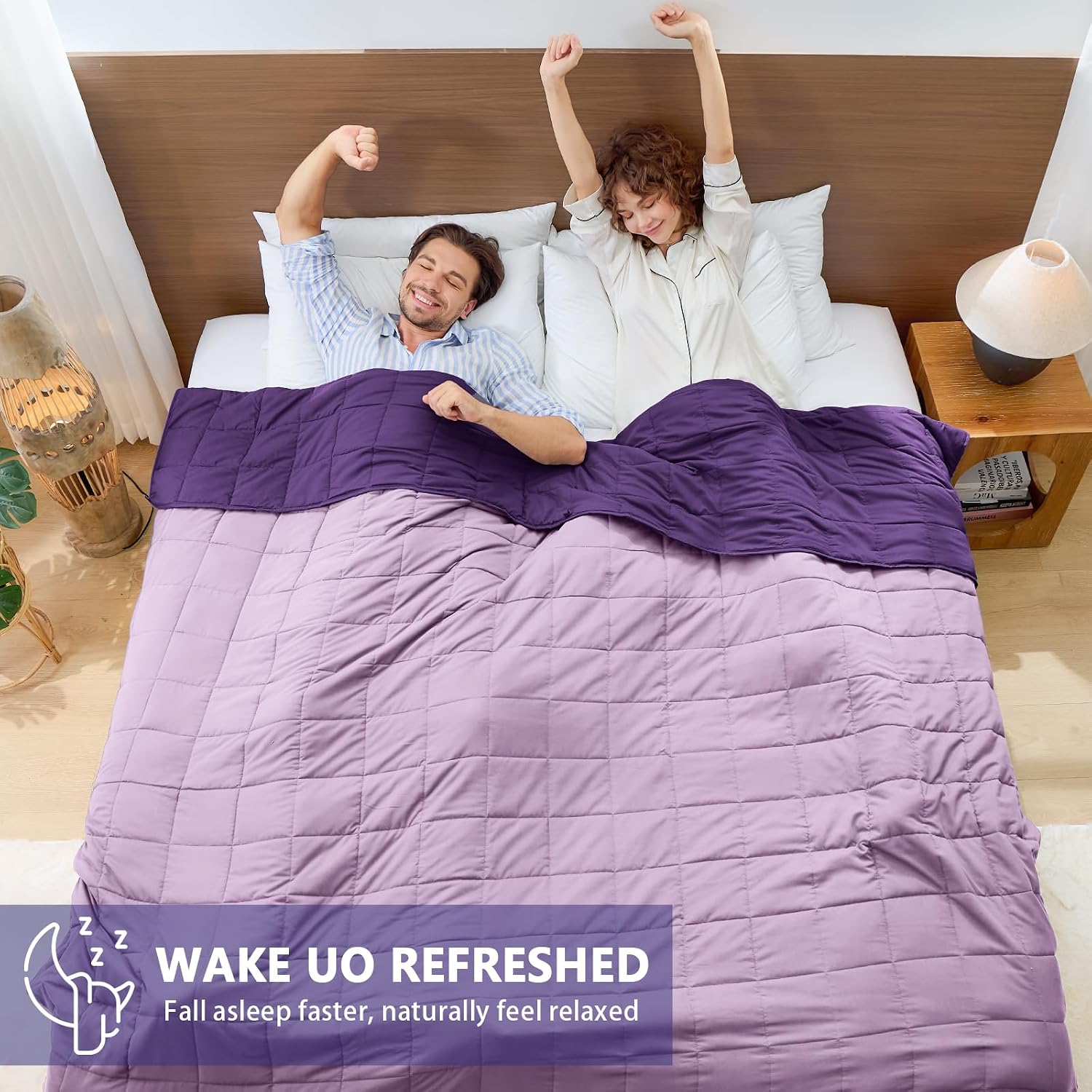 yescool Weighted Blanket for Adults (20 lbs, 60” x 80”, Purple) Cooling Heavy Blanket for Sleeping Perfect for 190-210 lbs, Queen Size Breathable Blanket with Premium Glass Bead, Machine Washable - Image 8