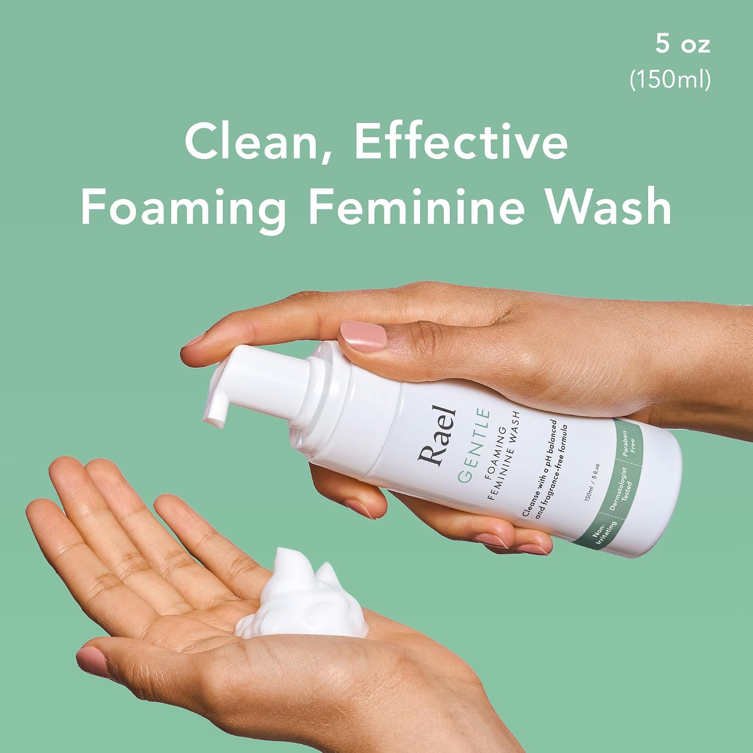 Rael Gentle Feminine Wash, Foaming Cleanser for Intimate Care (5 oz, 2 Pk) | Coco-Betaine and p-Anisic Acid, Foaming Intimate Wash, Daily pH Balanced Care for Women, Fragrance Free - Image 2