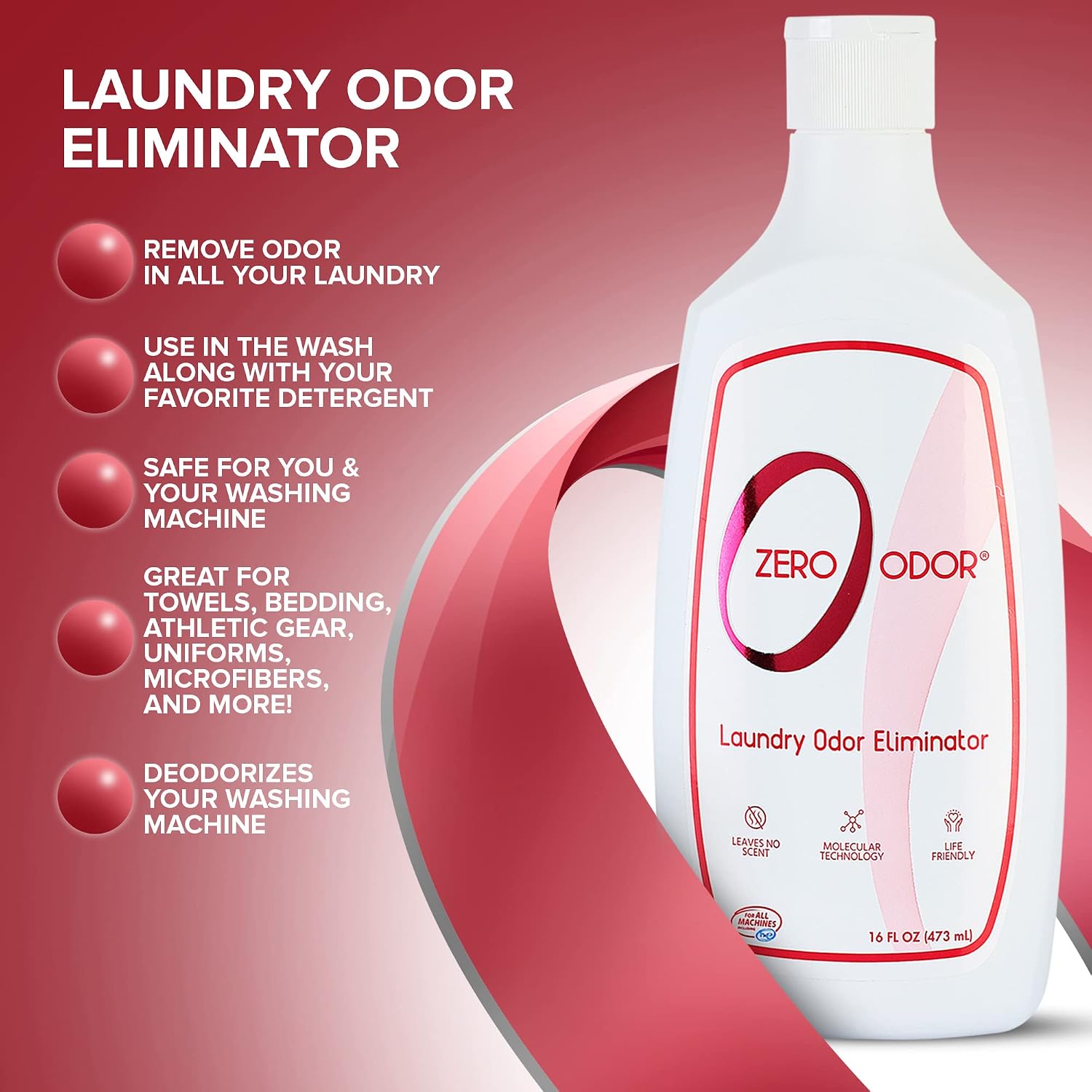 Zero Odor Laundry Odor Eliminator for Clothes, In-Wash Odor Eliminator | Laundry booster additive for Sweat, Gym Clothes, Towels & Washing Machine Odors, Works with your detergent, 16 OZ - Image 2