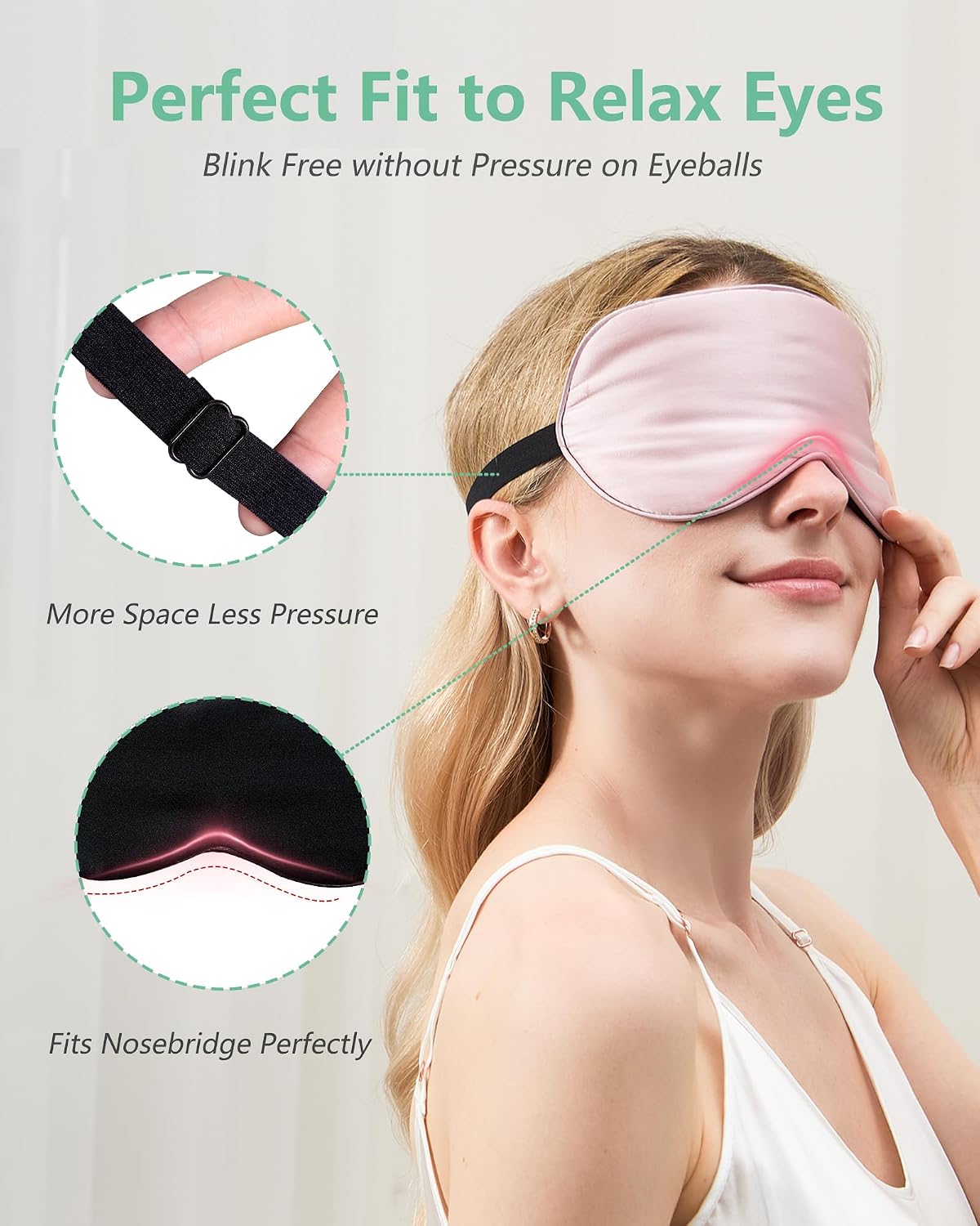 BeeVines 100% Mulberry Silk Sleep Mask, Light Blocking Eye Masks (2 Packs) | Natural Pure Silk Eye Shade, Real Silk Eye Cover for Sleeping, with Adjustable Strap, Reduces Puffy Eyes, Traveling Gifts - Image 3