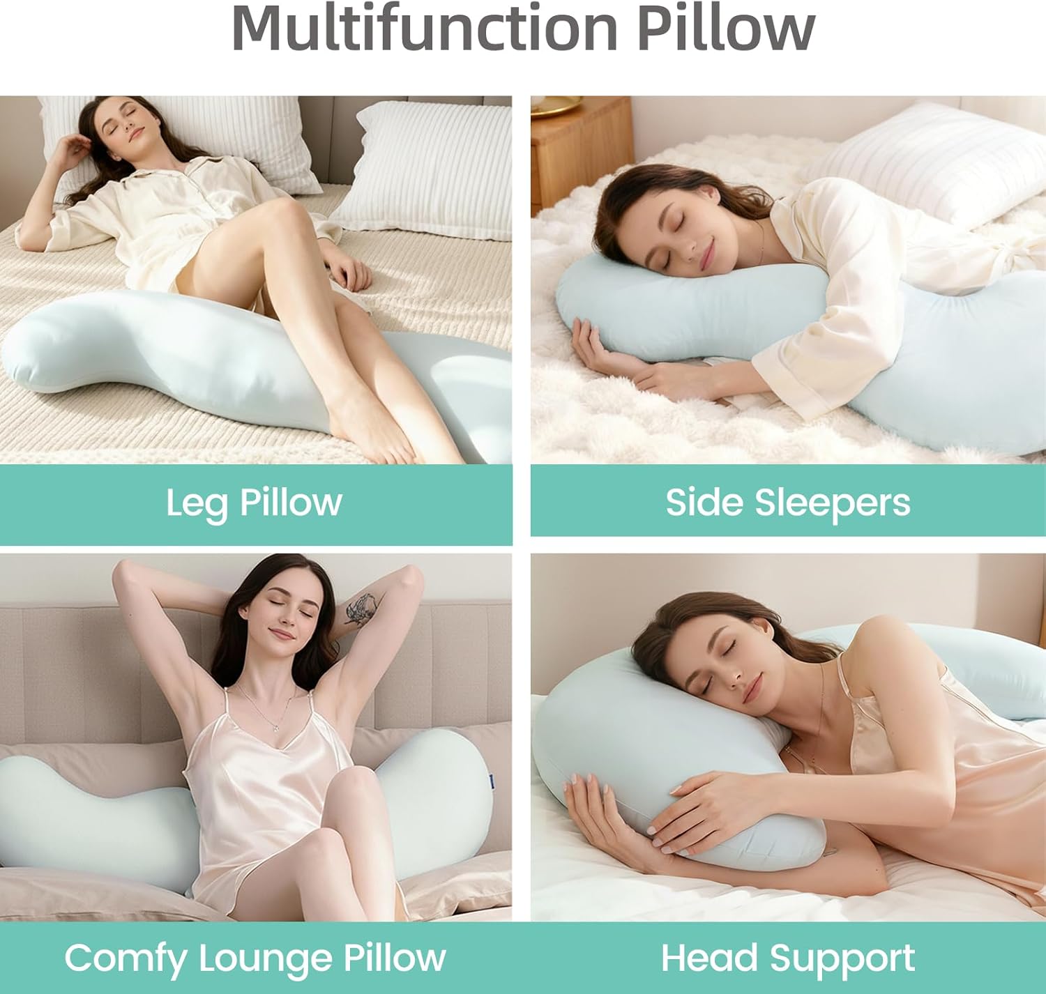 Body Pillows for Adults, Full Body Pillow for Side Sleepers, Long Body Pillow for Bed, Pea Pod Shape Long Pillow for Pregnancy Sleeping Full Body Support - Image 6
