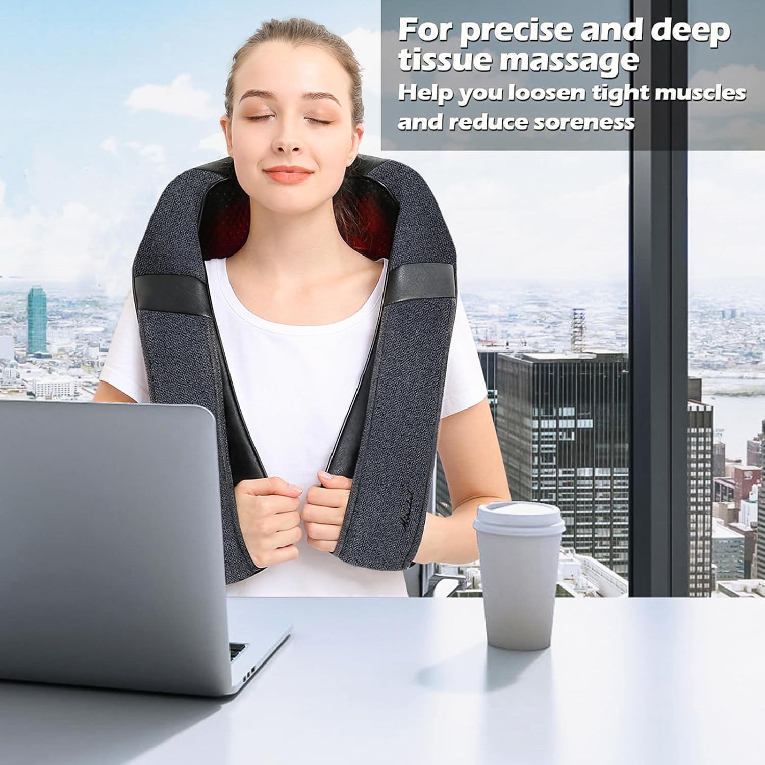 Mirakel Heat Neck Massager for Pain Relief Deep Tissue - Gift for Women Men | Ergonomic 3D kneading nodes, corded design, auto shutoff, Christmas ideal gifts for relaxing use at home, office, or travel - Image 4