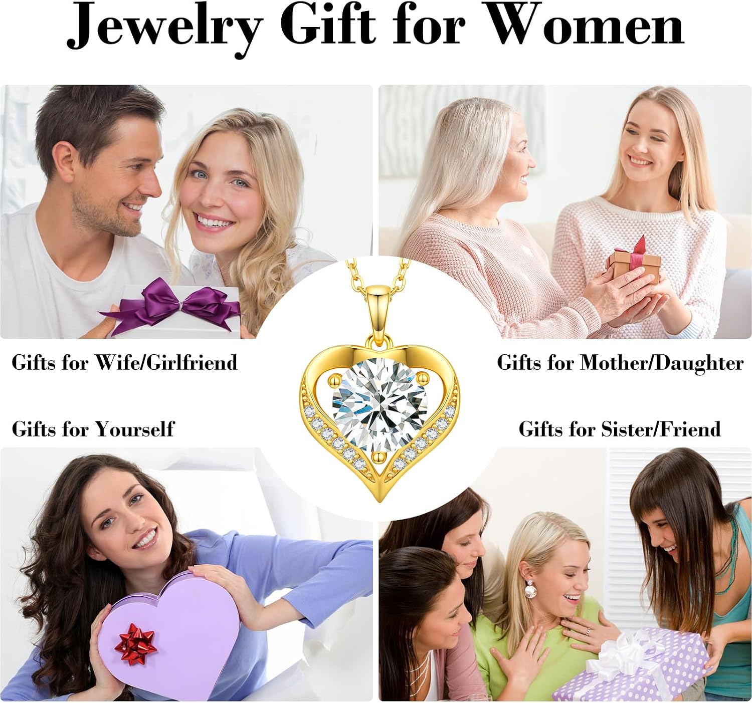 DALOJOE Moissanite Necklace for Women, 18K Gold Plated 925 Sterling Silver | 1-3 CT Moissanite Heart Necklace Engraved with "I LOVE YOU" – Anniversary or Birthday Jewelry Gift for Women, Wife or Mom - Image 8