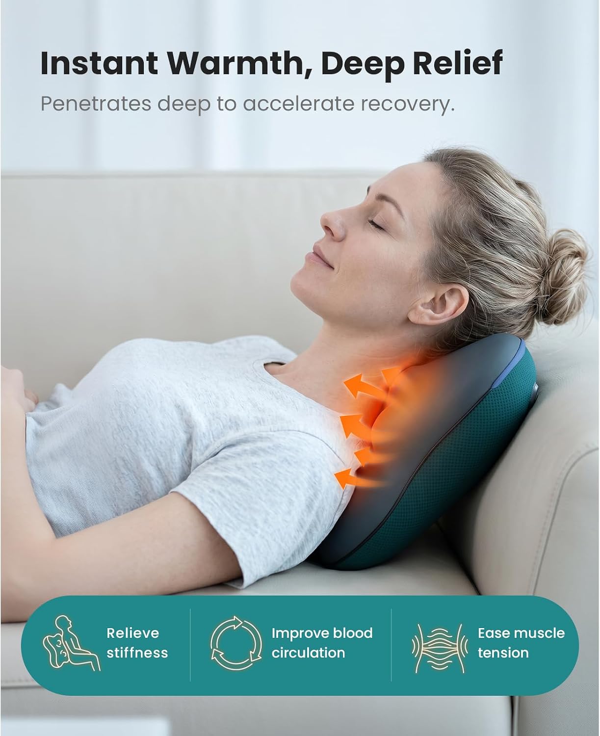 BOB AND BRAD Back Massager with Heat FSA Eligible/HSA Eligible, EZBack Corded Back Massager for Pain Relief Deep Tissue, Shiatsu Back and Neck Massage Pillow, Soothing Full-Body Relief for Women Men - Image 7
