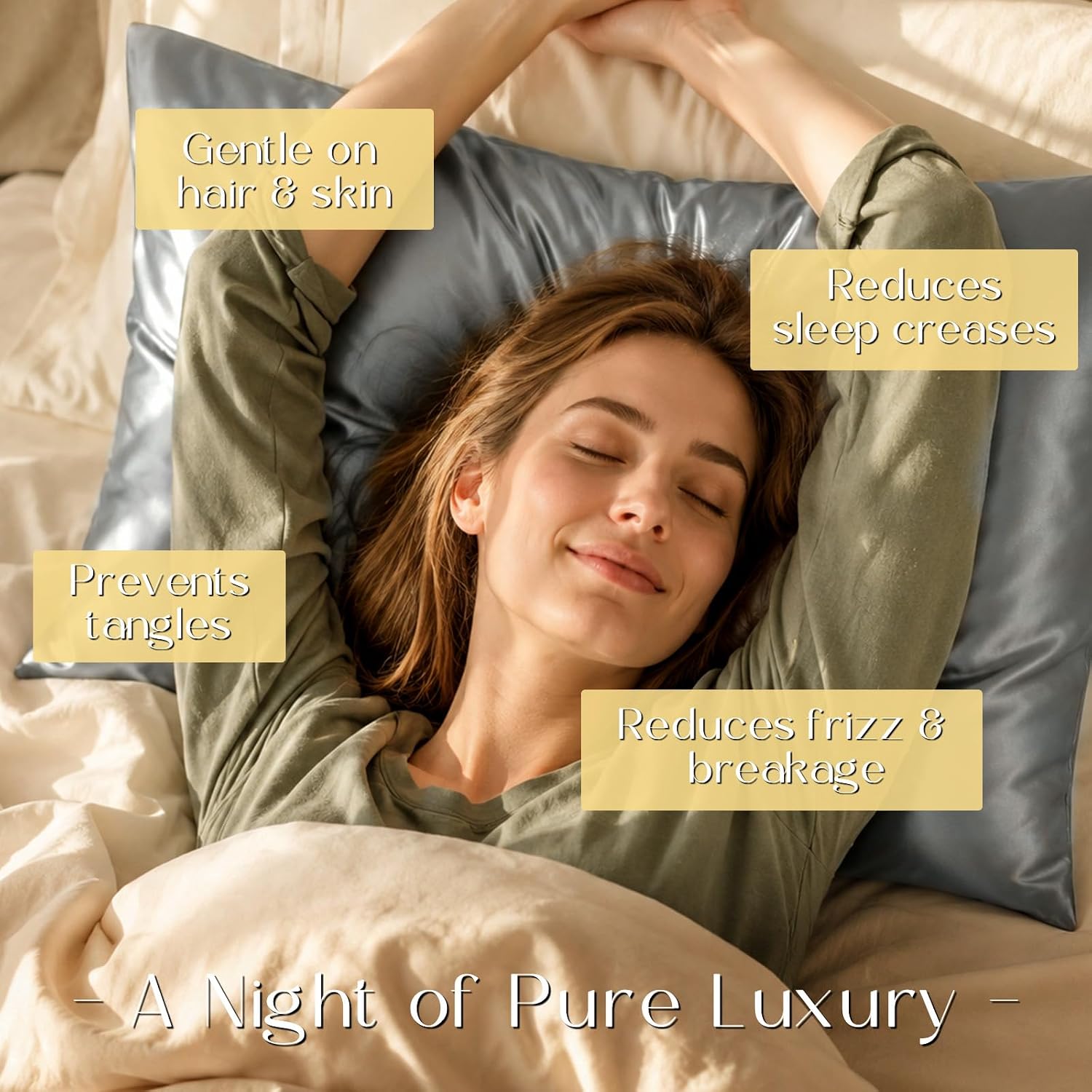ZIMASILK 25 Momme 100% Pure Mulberry Silk Pillow Cases, Iron Gray, Standard | Natural Silk, Highest Grade 6A, Hair and Skin Care, Thick & Soft, Gift for Women Men, 1pc (Standard 20"x26") - Image 4