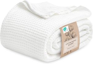 Bedsure 100% Cotton Blanket, Waffle...