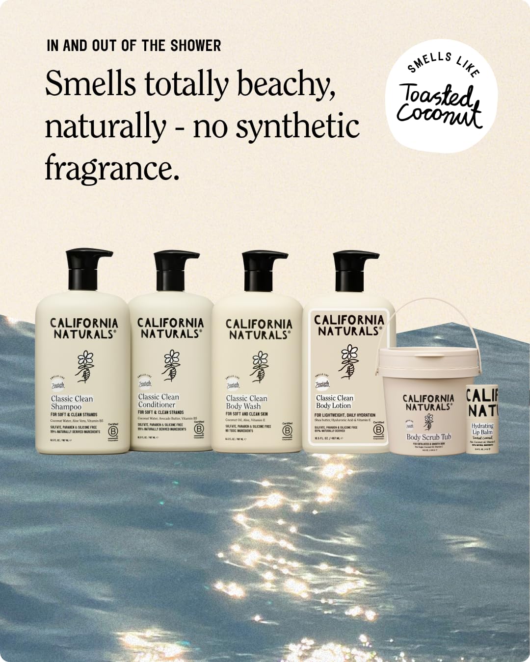 California Naturals Classic Clean Body Lotion for Dry Skin, Moisturizing, Lightweight with Shea Butter, Naturally Scented, Vegan, Sulfate, Paraben & Phthalate Free, Toasted Coconut, 16.5 oz - Image 7