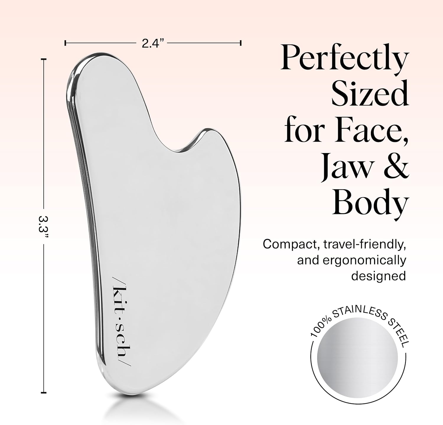 Kitsch Stainless Steel Guasha Tool for Face - Silver | Stainless Steel Gua Sha Facial Tools | Face Sculpting Tool and Double Chin Reducer, Neck & Lymphatic Drainage Massager - Image 6