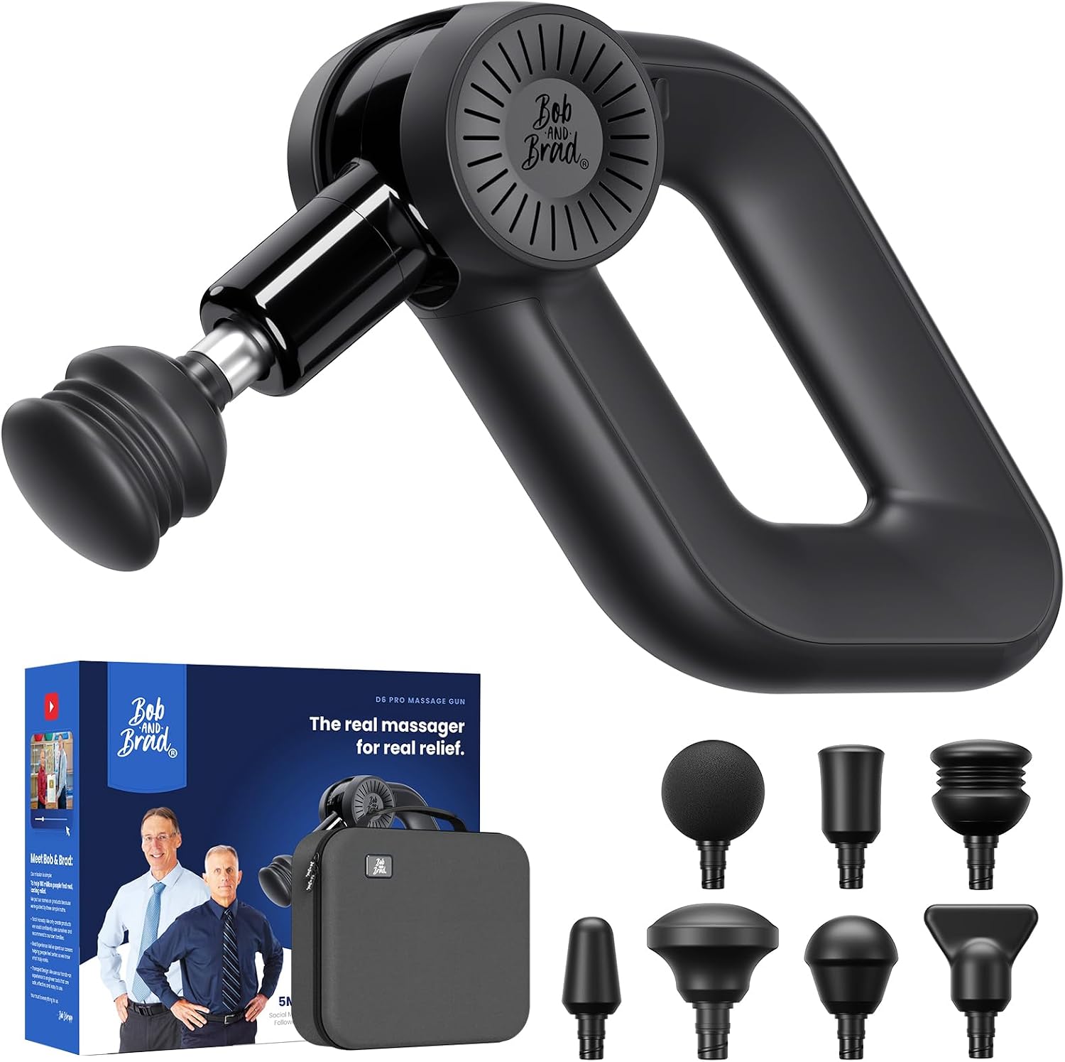 BOB AND BRAD D6 Pro Massage Gun Deep Tissue Percussion with 16mm Amplitude 85lbs Stall Force, FSA Eligible & HSA Approved Professional Muscle Massager for Athletes, Quiet Electric Back Massager
