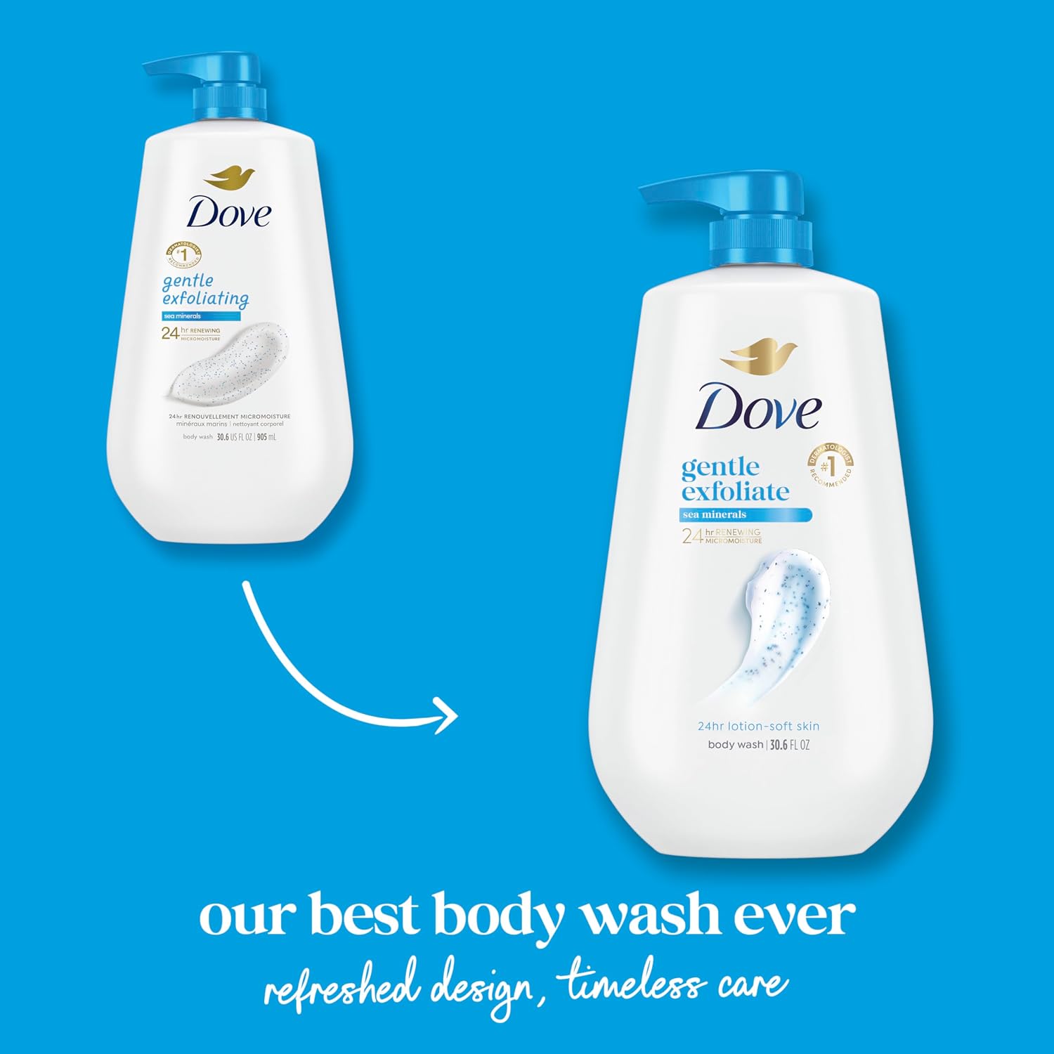 Dove Body Wash Body Wash Gentle Exfoliate Sea Minerals 30.6 oz Sulfate Free | Dove Gentle Exfoliating Body Wash buffs away dull skin w. exfoliating beads & MicroMoisture technology for smooth, soft skin. - Image 3